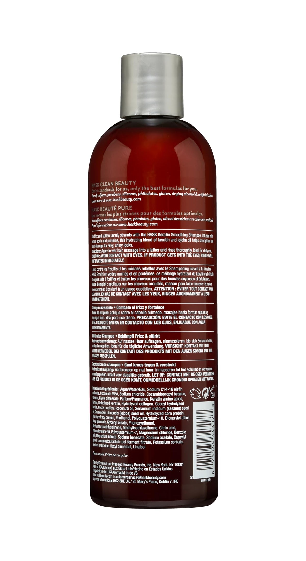 HASK Keratin Smoothing Shampoo - Reduces Frizz, Adds Shine | 355 ml