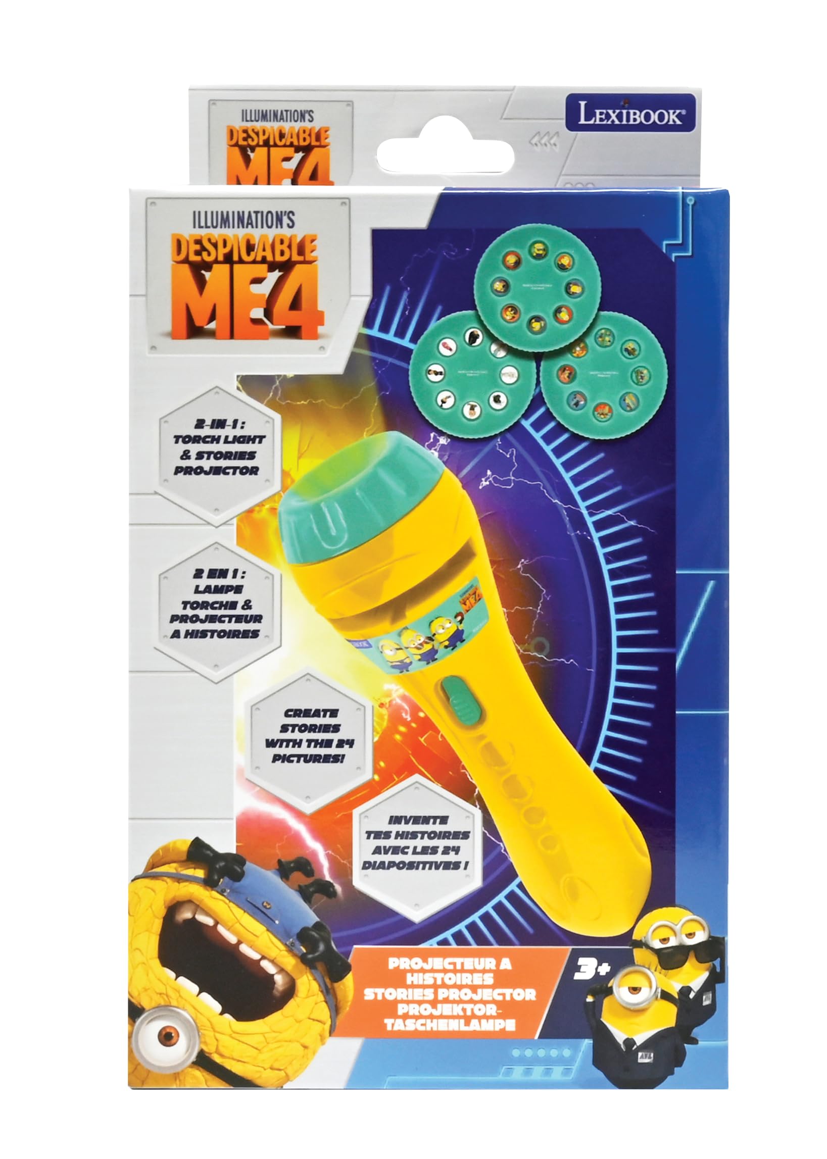 LEXIBOOK Despicable Me Minions Story Projector & Torch - 24 Images, 3 Discs, Ages 3+ 11