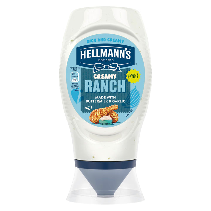 Hellmann's Creamy Ranch Sauce - Buttermilk & Garlic Flavored Condiment, 100% Recyclable Bottle