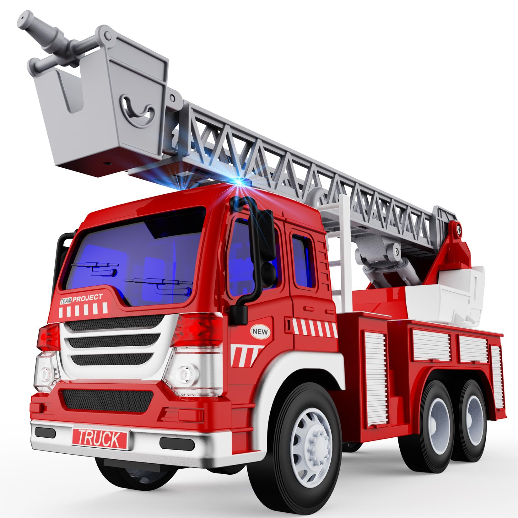 TOYABI Fire Engine Toy Truck - 1:16 Scale with Lights & Sound | Ages 3+ | ABS Plastic