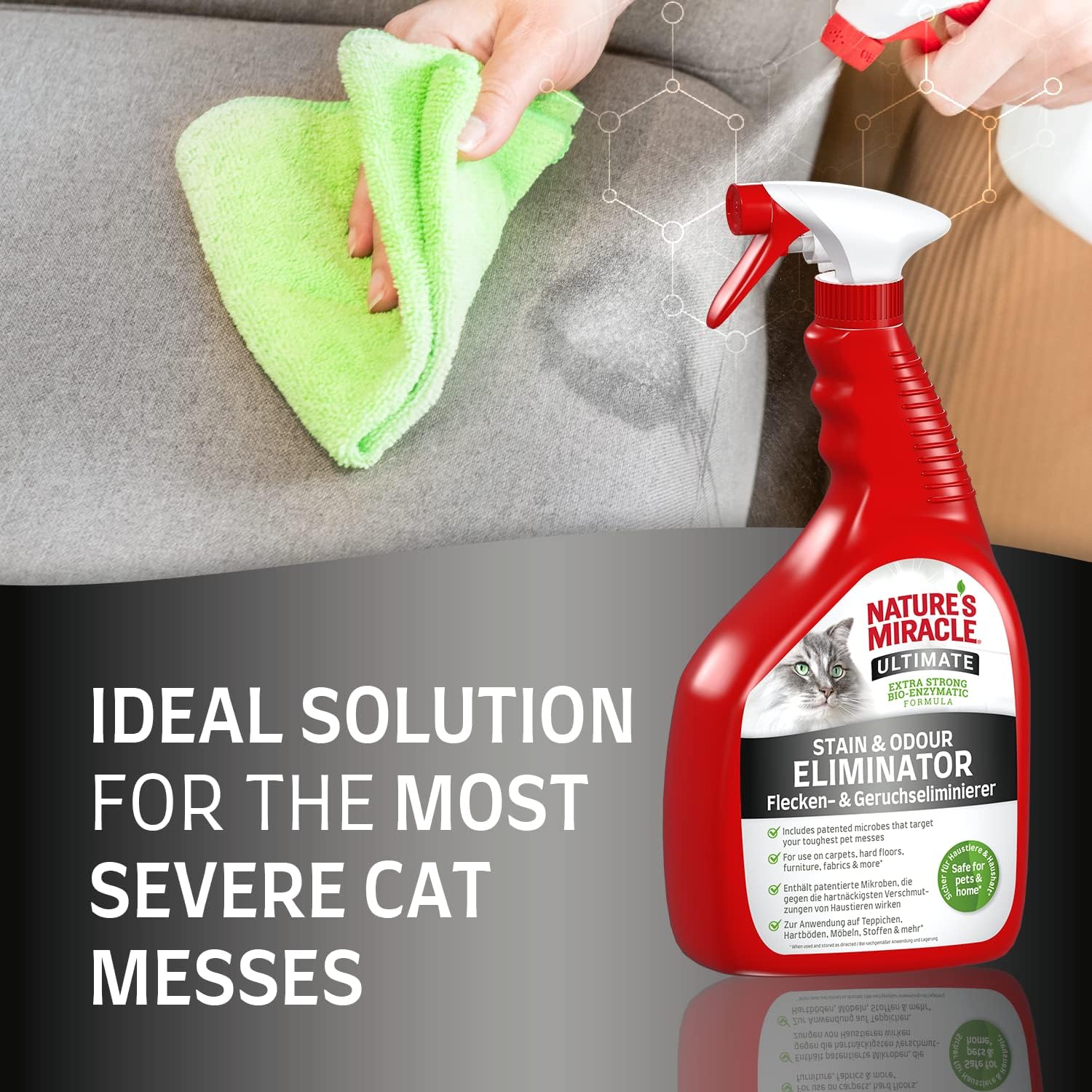 Nature's Miracle Ultimate Cat Stain & Odour Eliminator - Extra Strong Bio-Enzymatic Formula (1.03 kg) 5