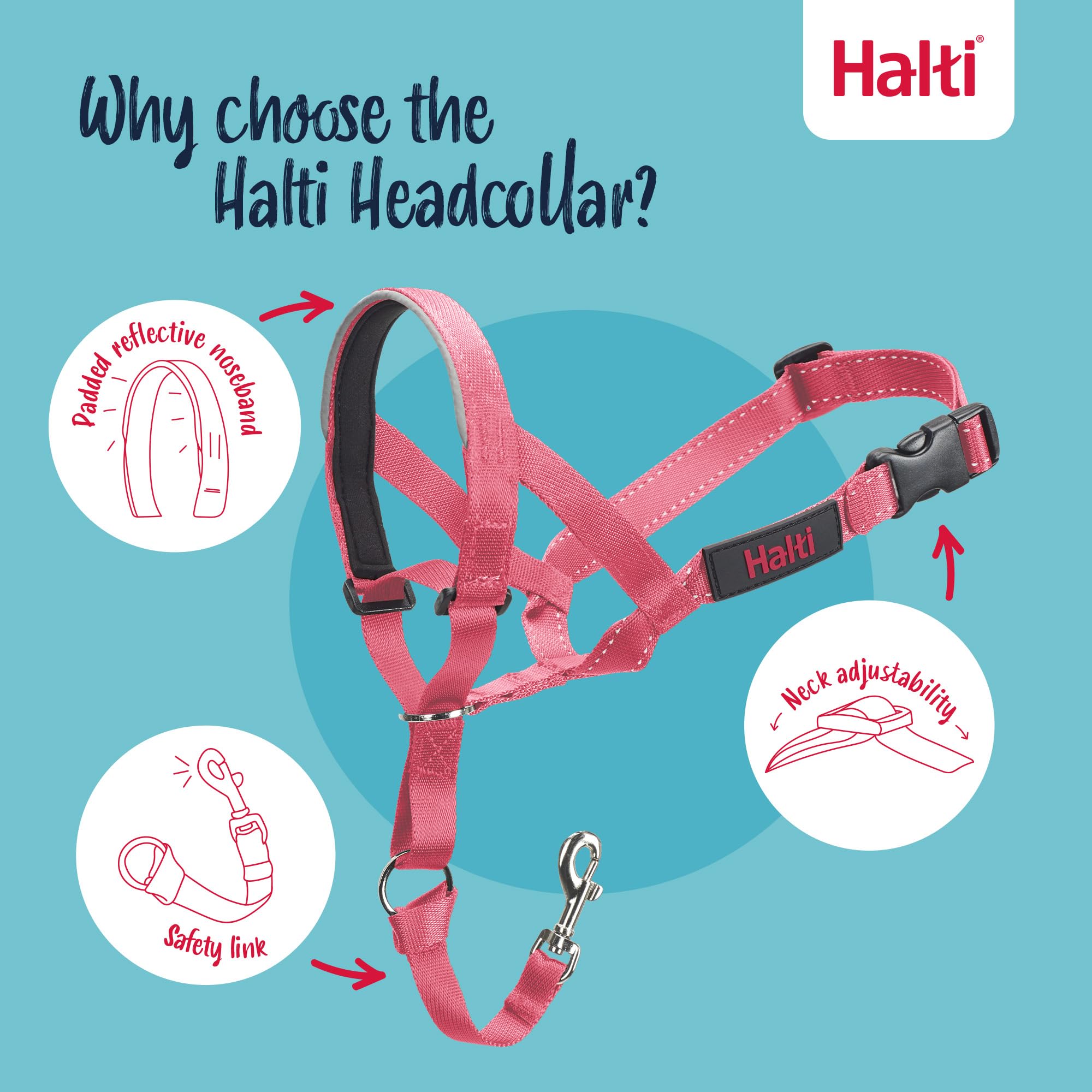 Halti Headcollar for Dogs - Stops Pulling | Size 3, Pink 3