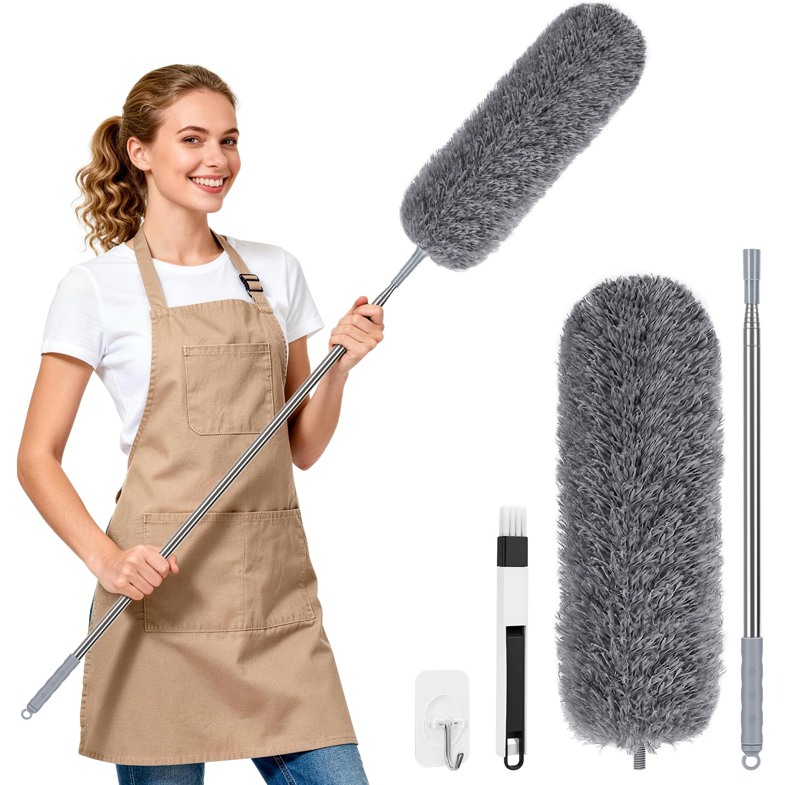 Alyvisun Extendable Feather Duster - 40-240 cm Telescopic Pole, Washable Microfibre Head 1