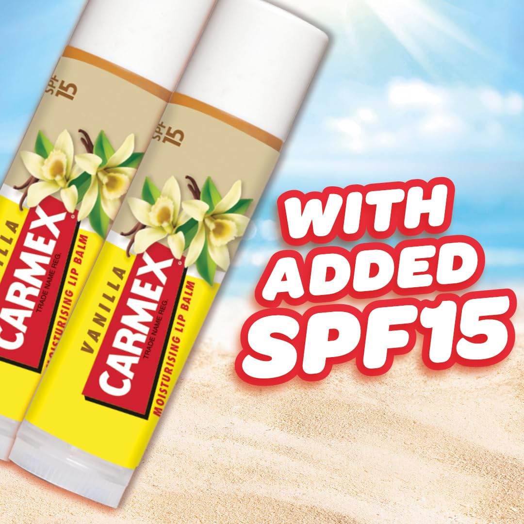 Carmex Vanilla Click Stick Lip Balm - SPF 15 Sun Protection, Moisturizing, Soothing | Pack of 2 4