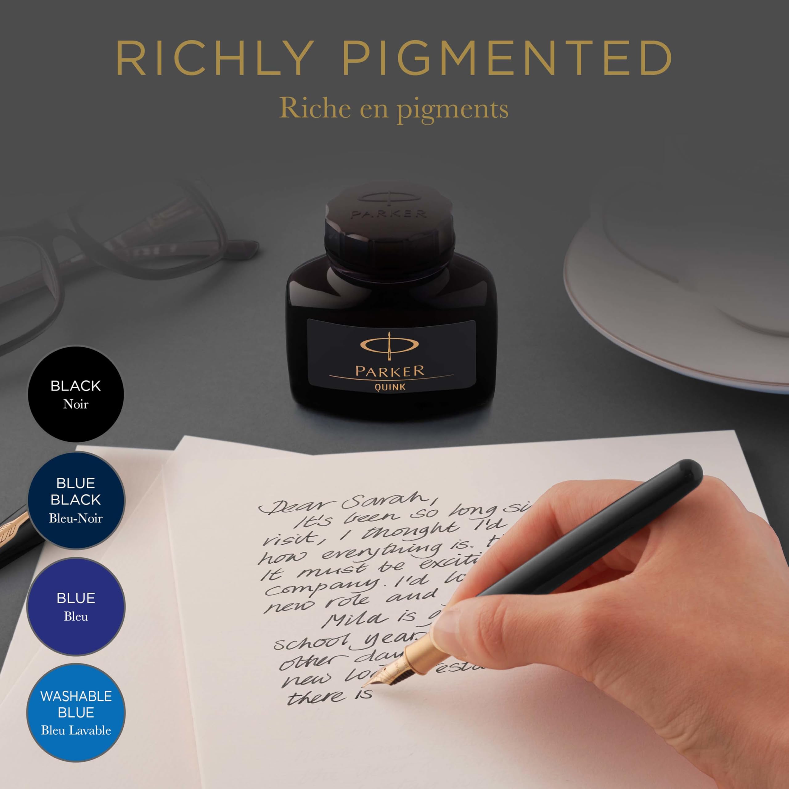 PARKER QUINK Ink Bottle - Blue Ink for Fountain Pens | 57 ml 2