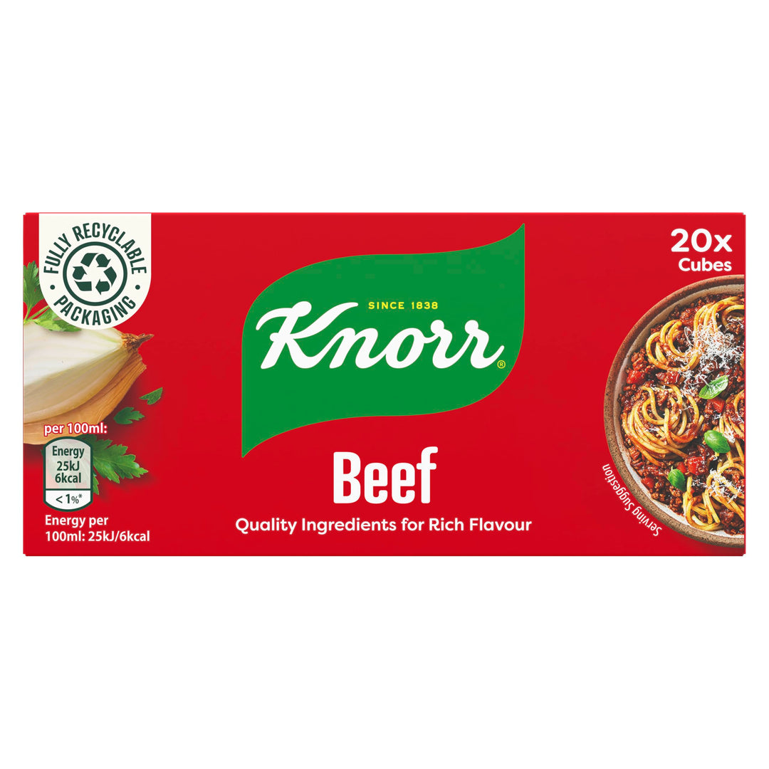 Knorr Beef Stock Cubes Gluten-Free 20 Pack - Rich Beef Flavour for Soups, Stews & Sauces