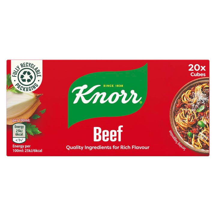 Knorr Beef Stock Cubes Gluten-Free 20 Pack - Rich Beef Flavour for Soups, Stews & Sauces