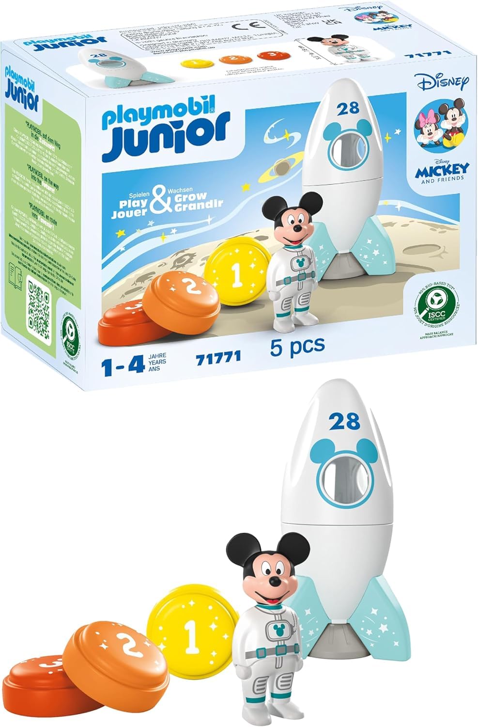 Playmobil Disney Mickey Mouse Rocket & Space Adventure Playset | Ages 1-4 | Bio-Based Plastic 1