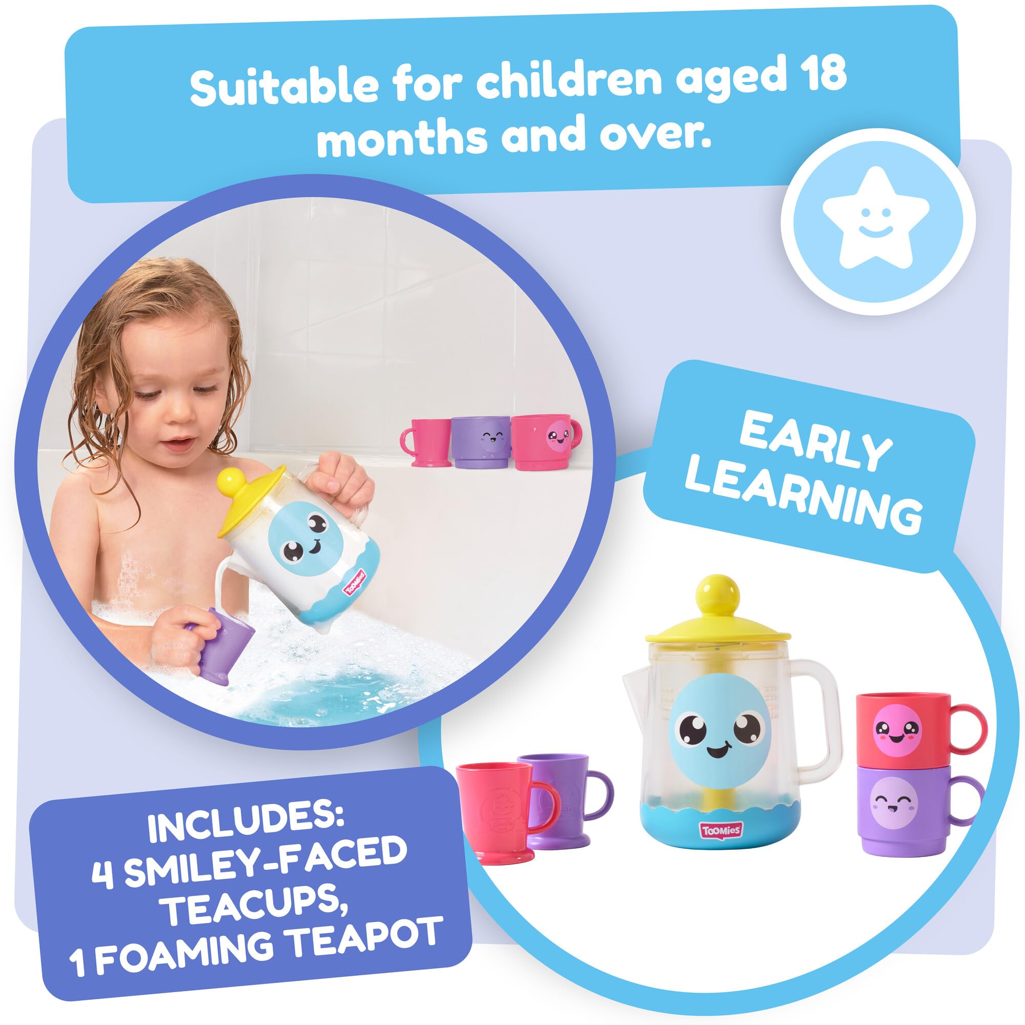 Toomies Bubble & Brew Bath Set - Foaming Teapot Bath Toy | Ages 18 Months+ 5