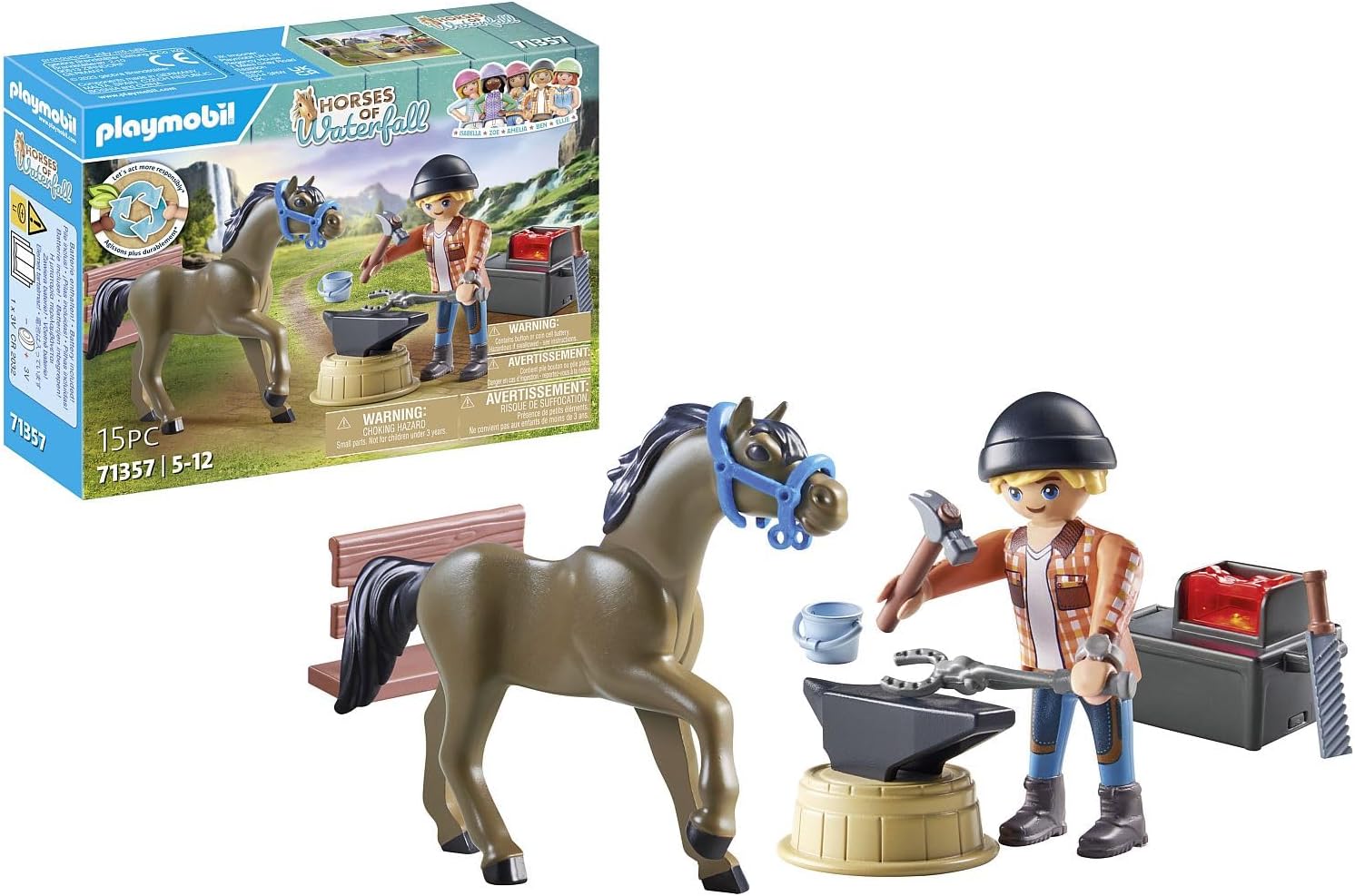 Playmobil 71497 Horses of Waterfall - Farrier Ben and Achilles, Interactive Playset for Ages 4+ 1