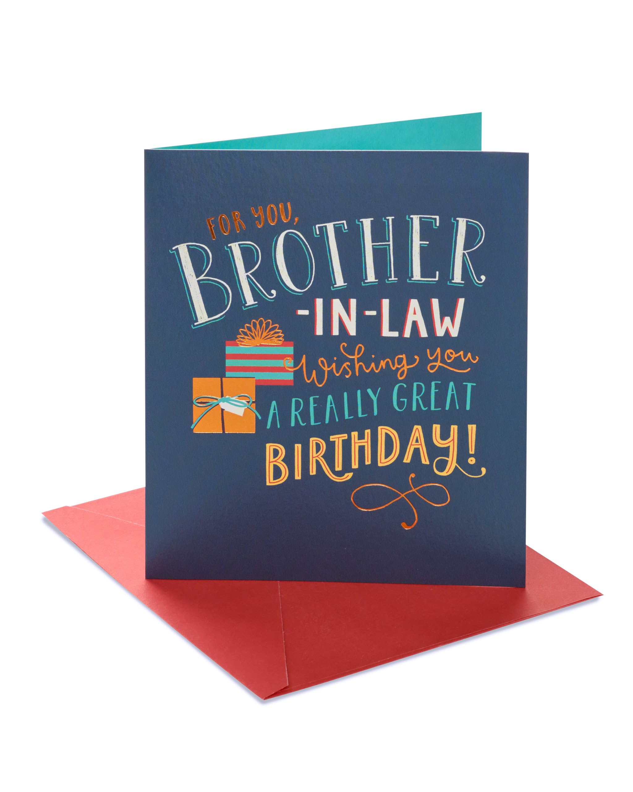 UK Greetings Birthday Card for Brother-in-Law with Gold Foil Finish | 165 x 190 mm