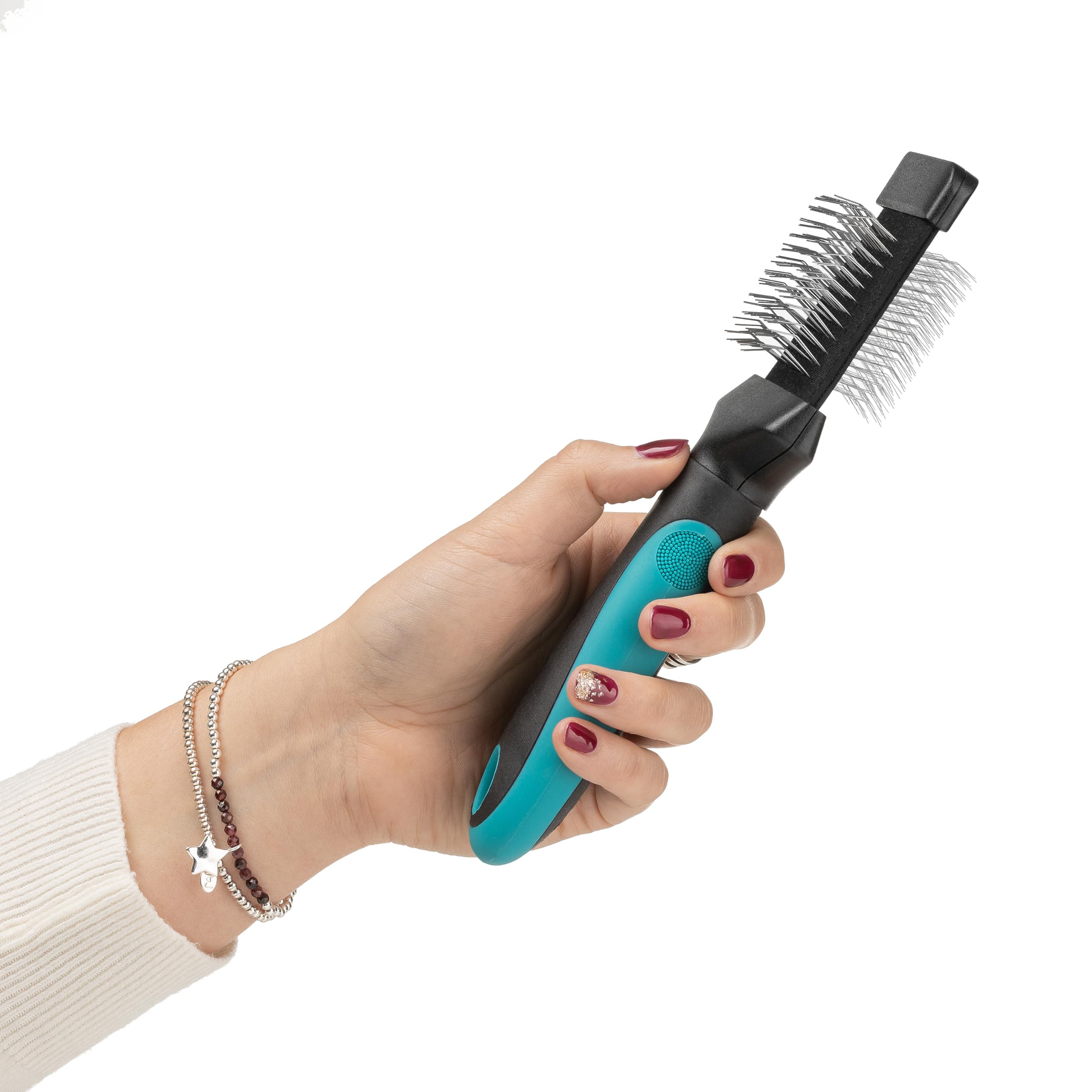 Mikki Pro Slicker Brush - Detangle, Smooth, Remove Undercoat | Double-Sided | Ergonomic Handle 2