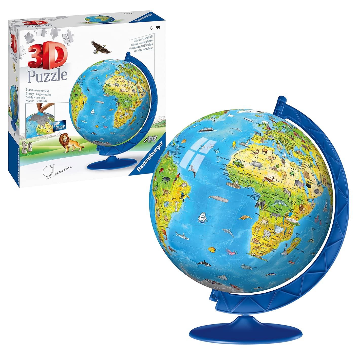 Ravensburger 180-Piece 3D World Globe Puzzle - Educational Toy for Kids 6+ 1