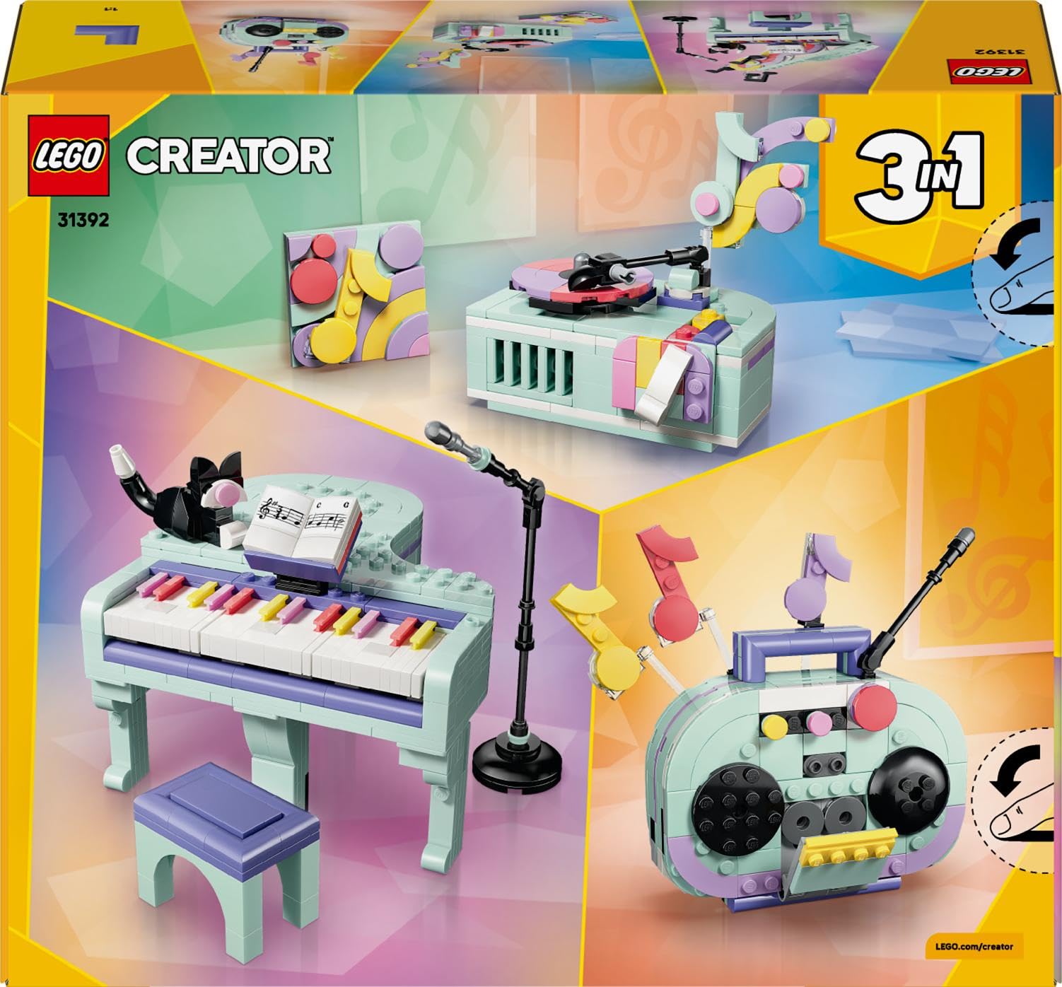 LEGO Creator 3 in 1 Music Decor Piano with Cat 31392 | Ages 9+ | Retro Model Kit 7