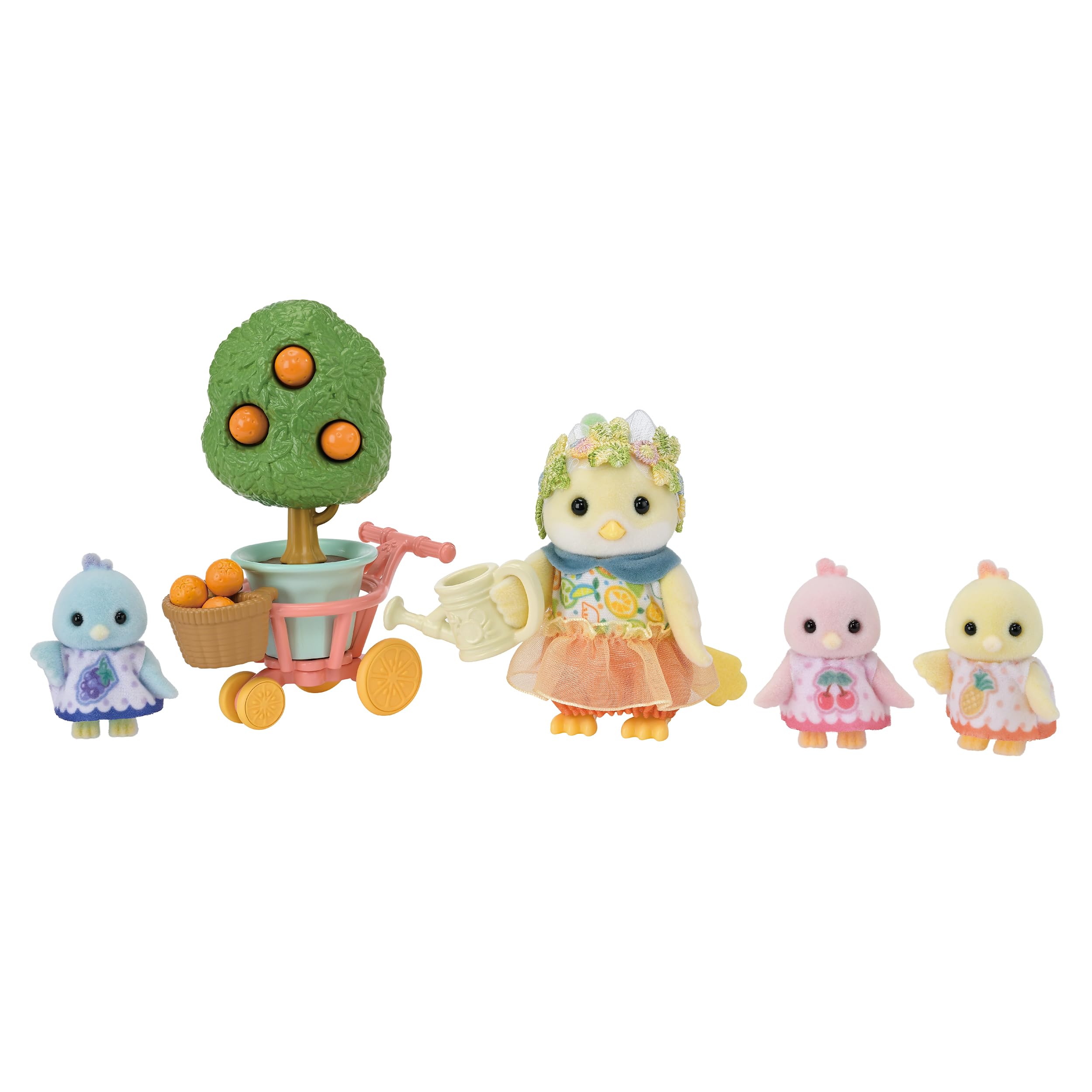 Sylvanian Families Citrus Bird Family Playset - Includes 6 Figures & Fruit Harvesting Gimmick | Ages 3+
