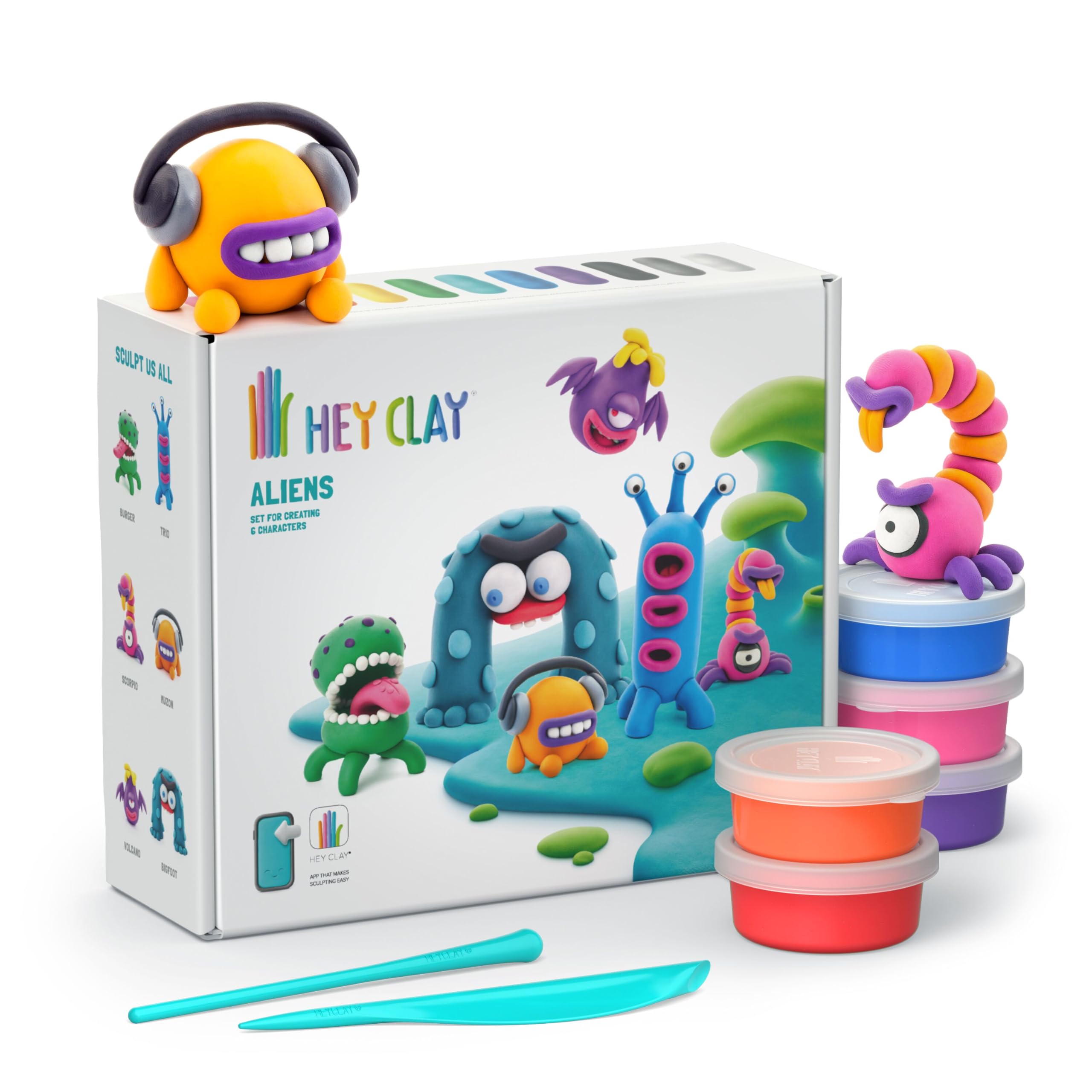 Hey Clay Aliens Set - Air Dry Clay Kit for Kids with 15 Vibrant Colors 1