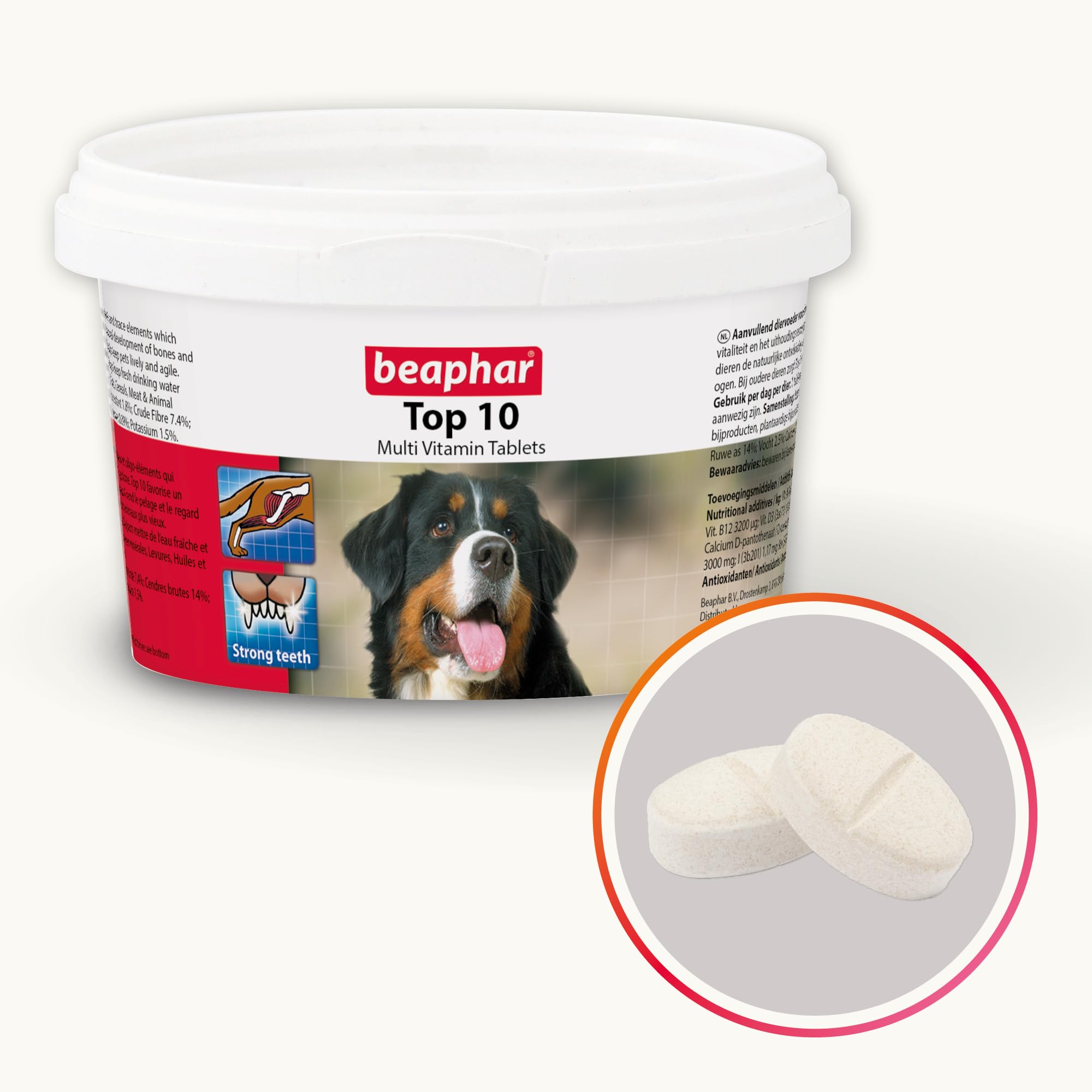 Beaphar Top 10 Multi-Vitamin Tablets for Dogs - 180 Tabs | Immune & Coat Support