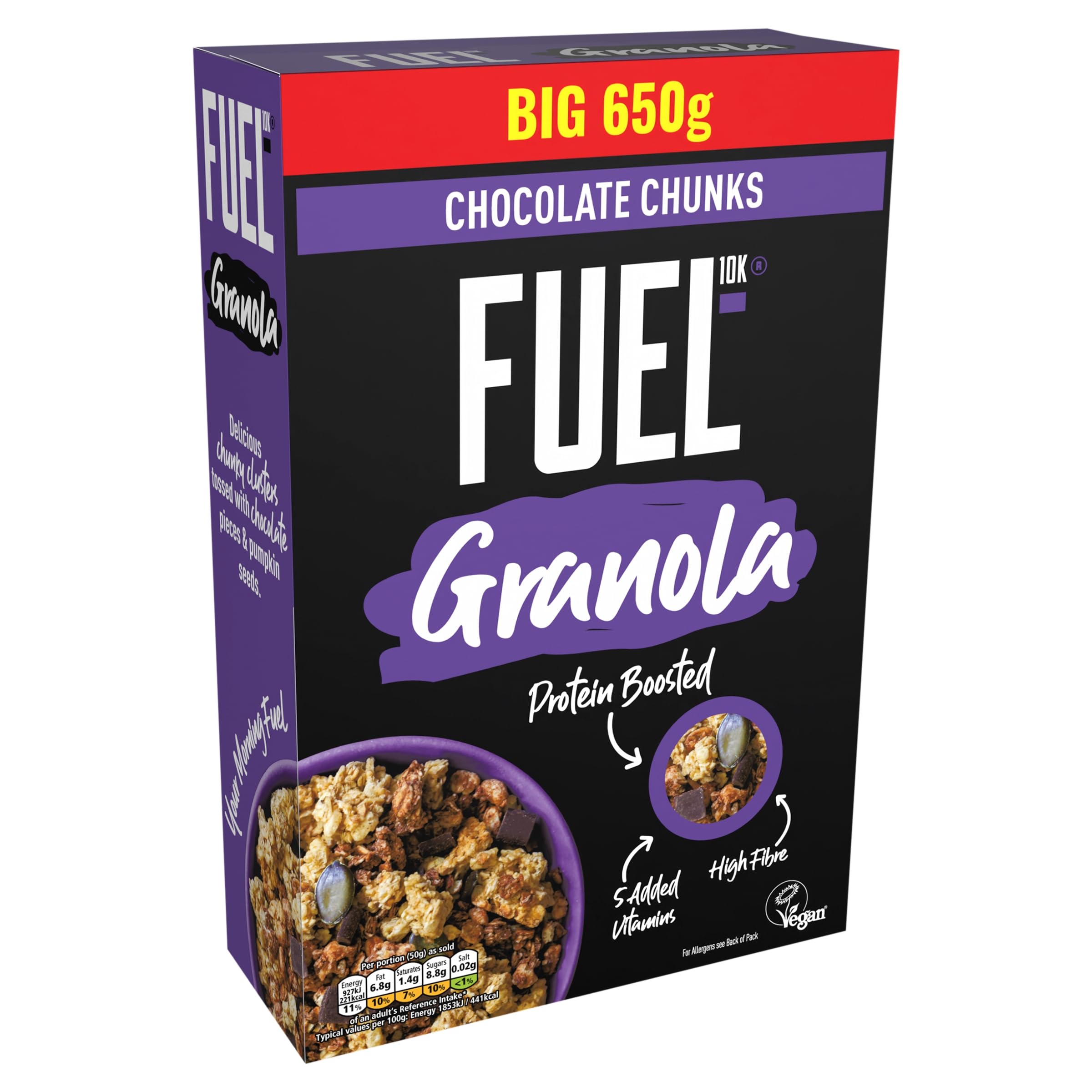 FUEL10K Chocolate Chunks Granola - High Fibre, Protein Boost | 650g