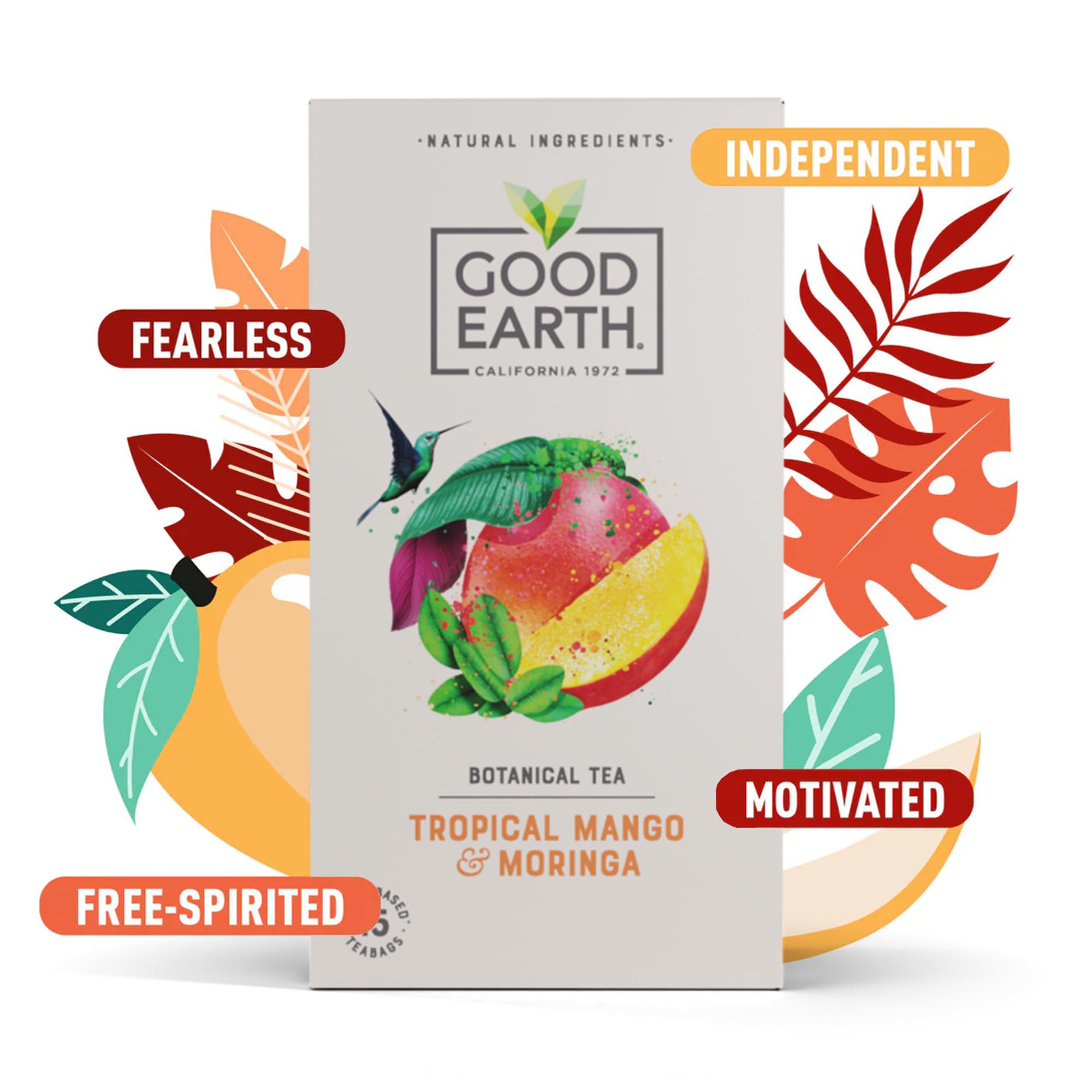 Good Earth Tea Co. Tropical Mango & Moringa Herbal Tea Bags - 15 Count (Pack of 5) 2