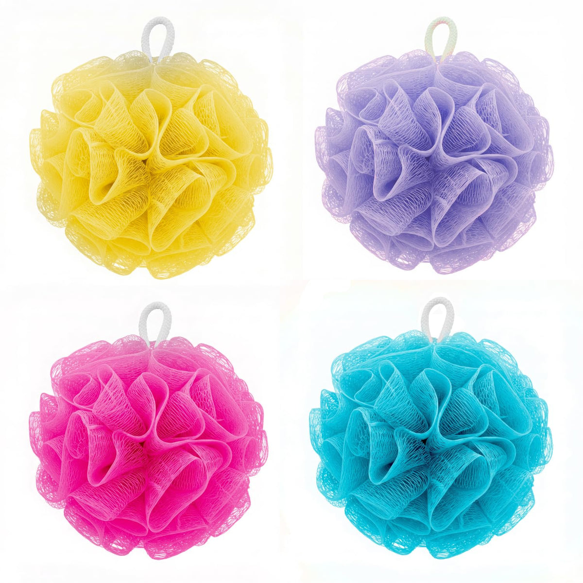 ELYSIUM SPA Mesh Exfoliating Bath and Shower Body Puff Sponges - 4 Pack