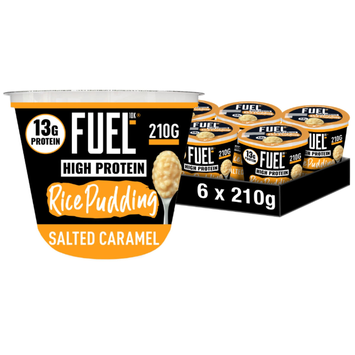 FUEL10K Salted Caramel High Protein Rice Pudding - 13g Protein | Pack of 6