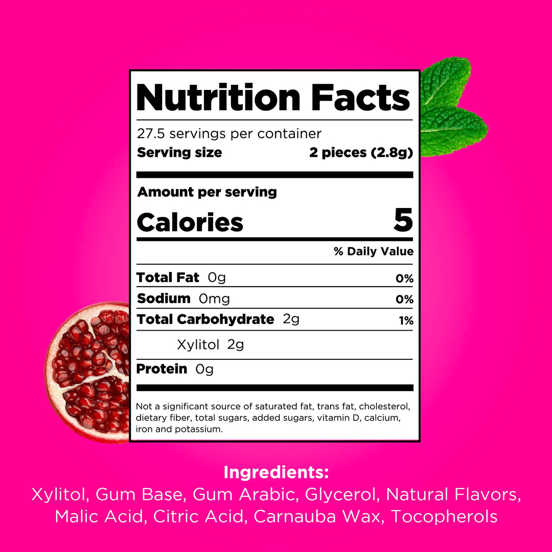 PUR - Pomegranate Mint Sugar-Free Chewing Gum (55 Pieces)