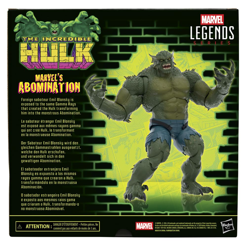 Marvel Legends Series Marvel's Abomination Action Figure - 6-Inch Scale, 20+ Points of Articulation, Includes 2 Alternate Heads 4