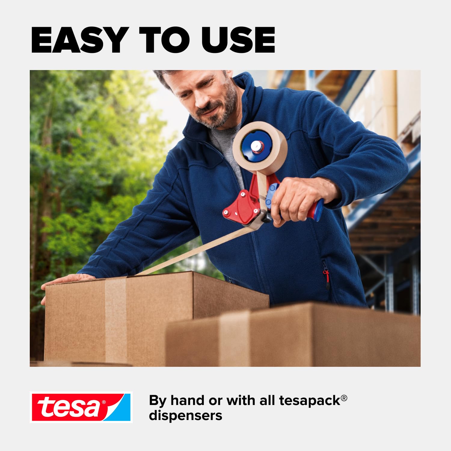 tesa Paper ecoLogo Packaging Tape - Sustainable, Strong Adhesive | 50m x 50mm Brown 4