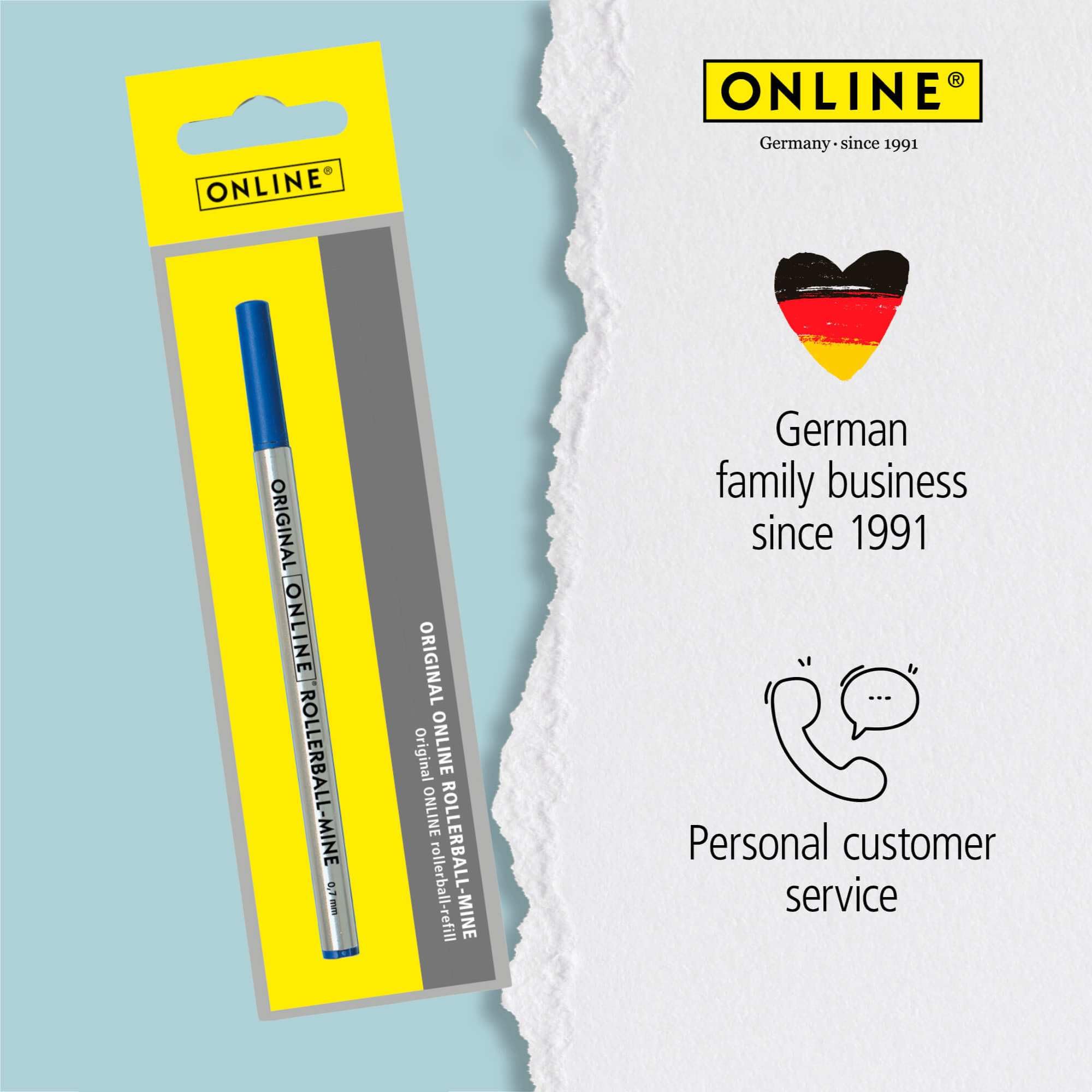 Online Rollerball Pen Refill - 0.7mm Line Width, Blue Ink, ISO 14145-2 Certified | Metal Housing 8
