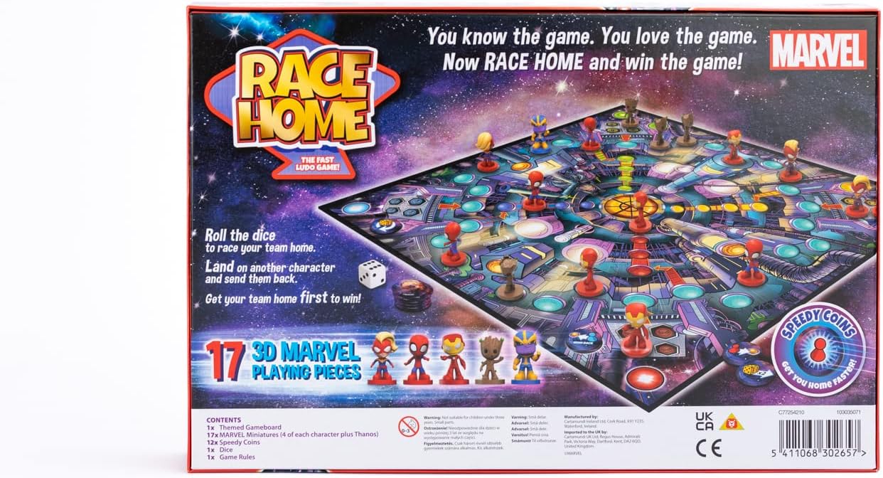 Cartamundi Marvel Race Home Board Game - Fast-Paced Ludo with 3D Miniatures 5
