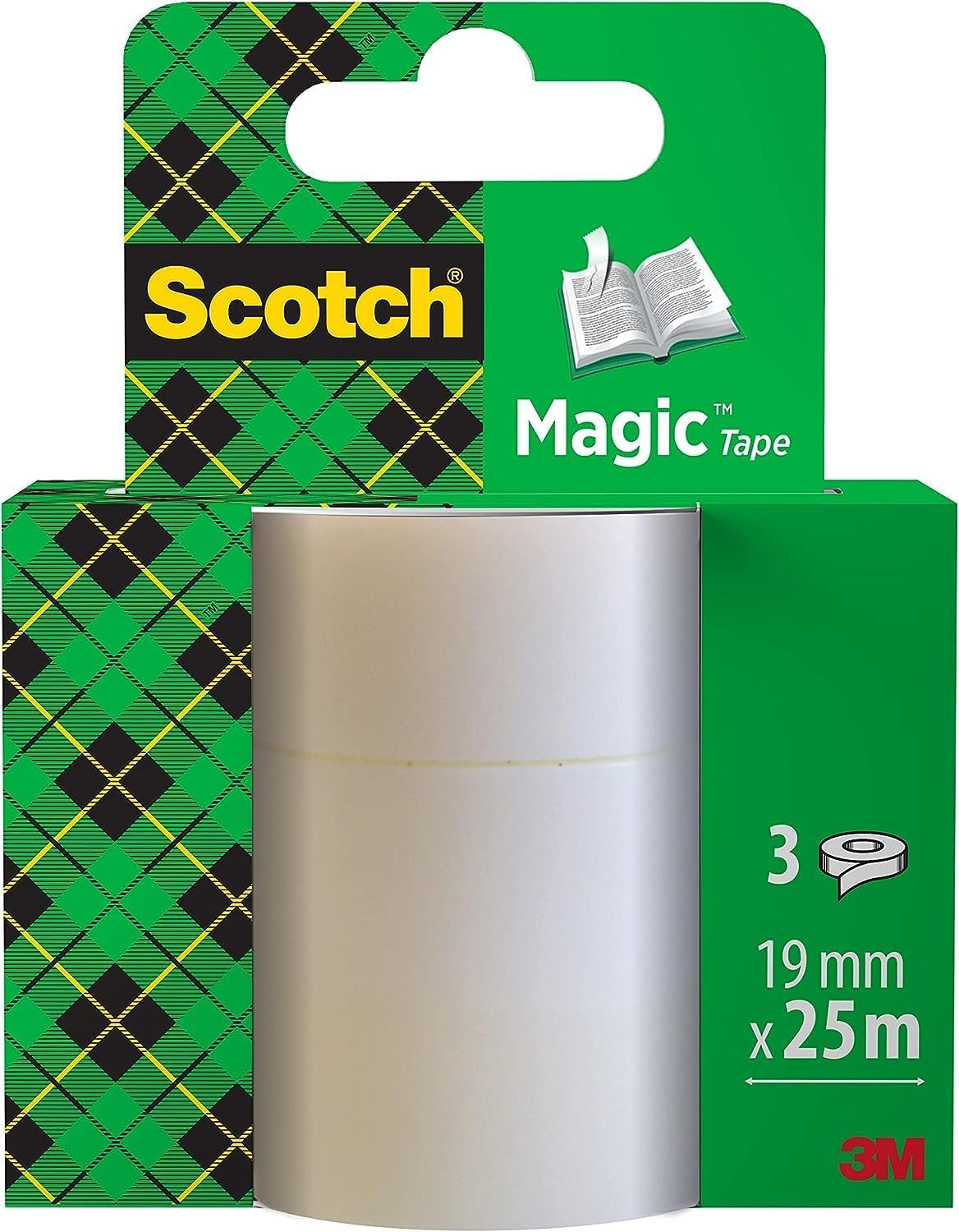 Scotch Invisible Tape - Matte Finish, Invisible on Paper | 3 Refill Rolls, 19mm x 25m