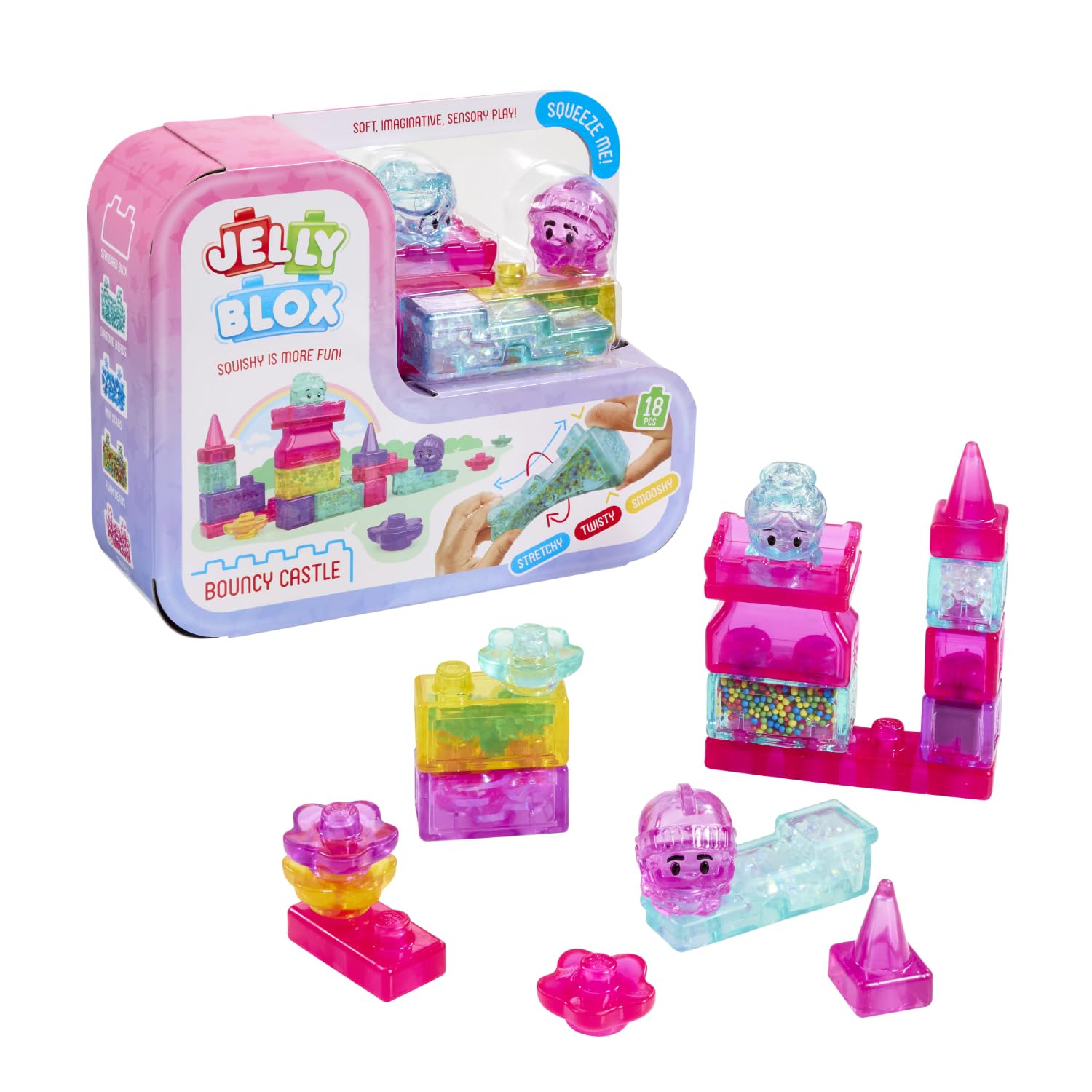 Jelly Blox Bouncy Castle Set - 18 Pieces | Ages 2+ | Flexible Building Blocks 1