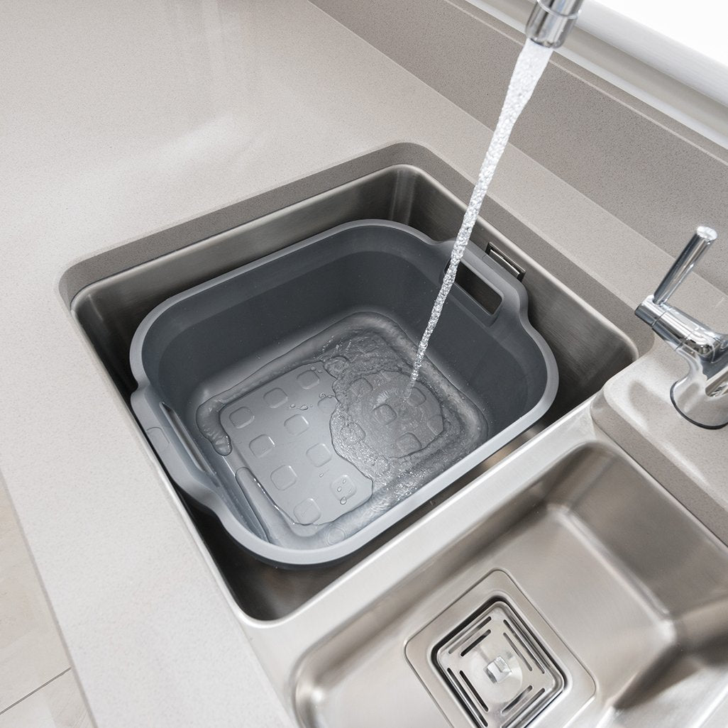 Addis Washing Up Bowl - 10L Rectangular Plastic Basin with Handles | Metallic Silver | 39 x 32 x 14 cm 5