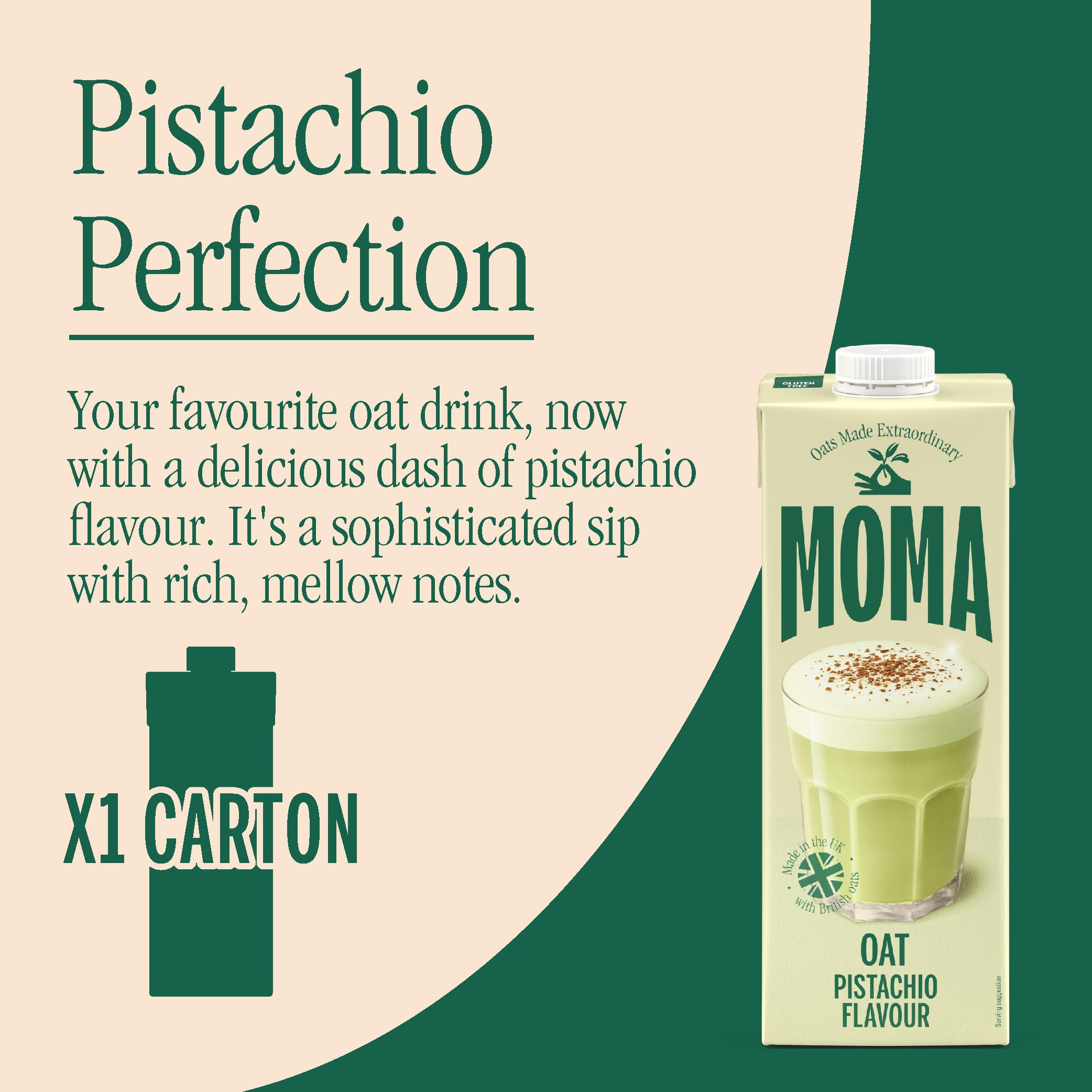 MOMA Pistachio Flavoured Oat Drink - 1L - Plant Based & Vegan - Not From Concentrate 12