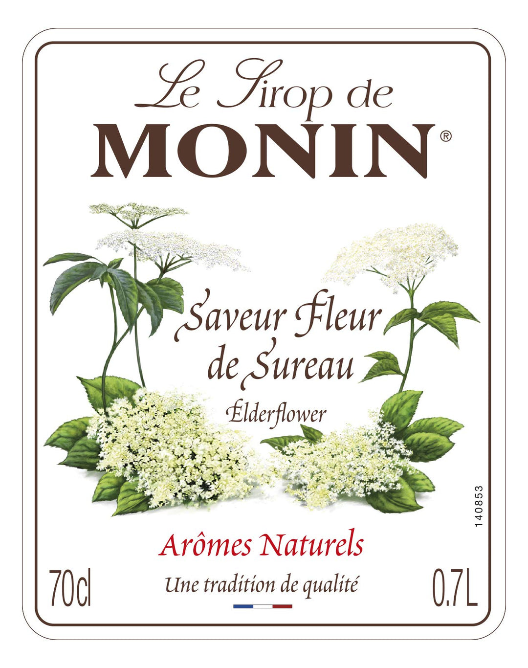 MONIN Premium Elderflower Syrup 700ml - Vegan, Alcohol-Free Cocktail & Mocktail Ingredient