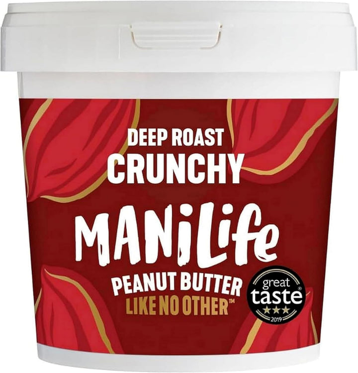 ManiLife Deep Roast Crunchy Peanut Butter, 900g - Single Origin Argentine Peanuts, No Palm Oil, No Added Sugar, Vegan