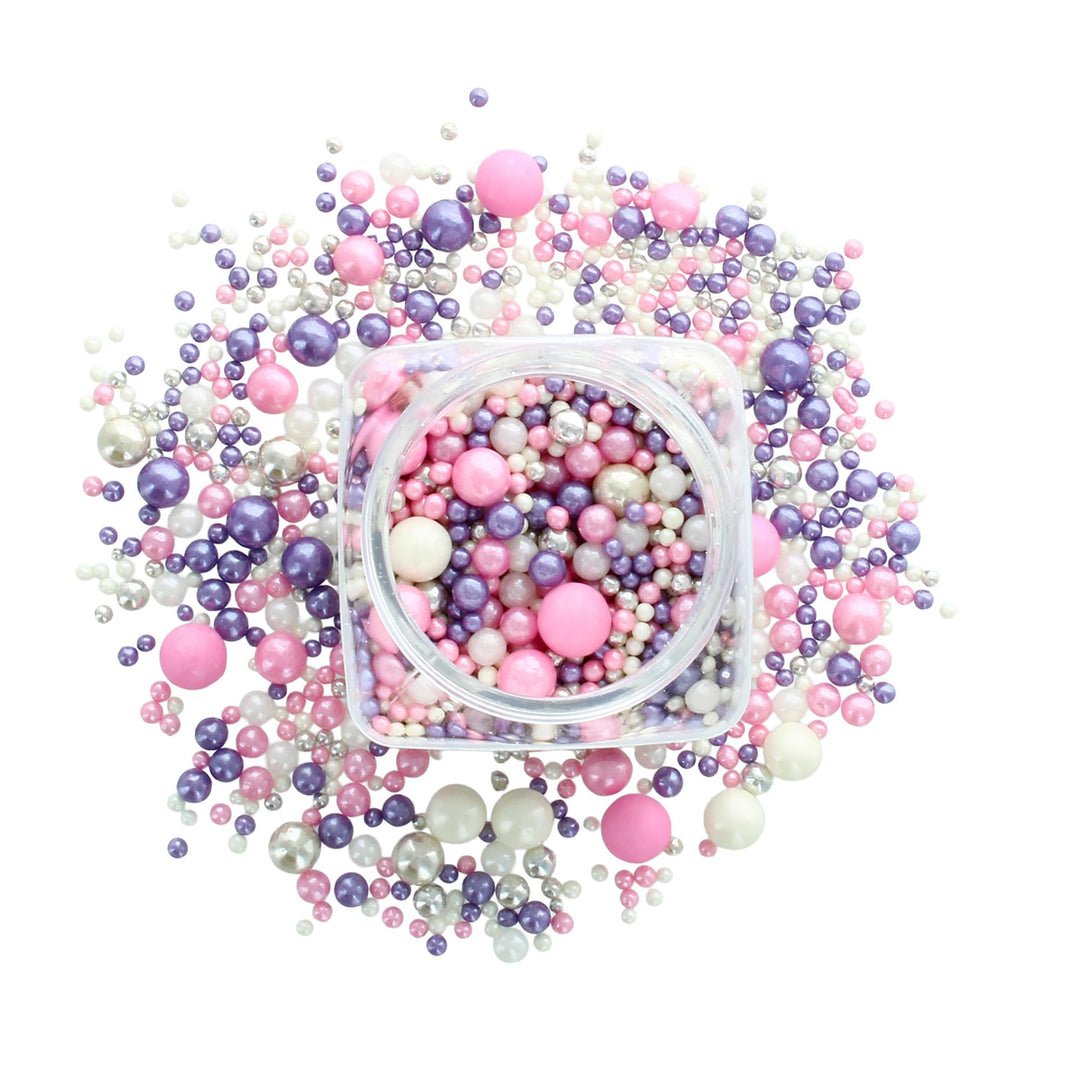 Baked with Love - Blossom Pearl Sprinkles Edible Cake Decorations | 100g | Pink, Purple, Silver