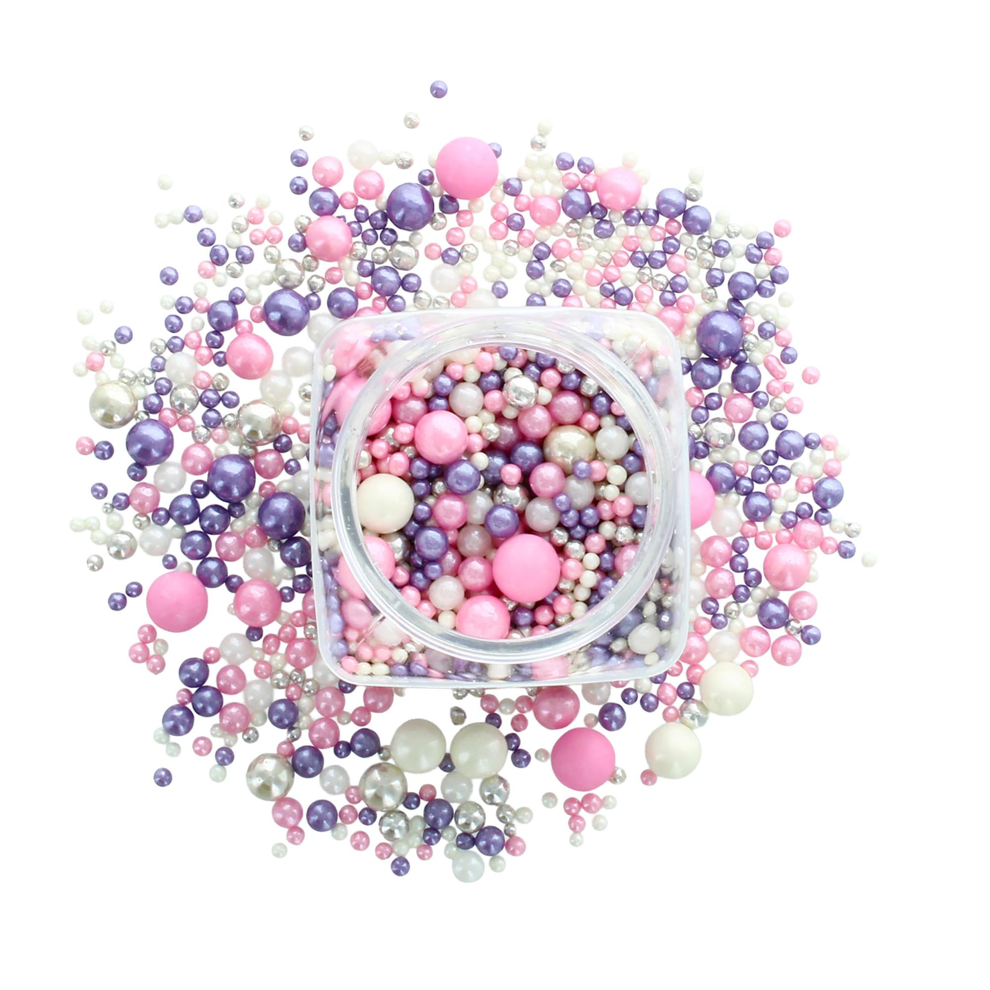 Baked with Love Blossom Pearl Sprinkles - Pink, Purple, Silver Sugar Balls | 100g Resealable Bottle 3