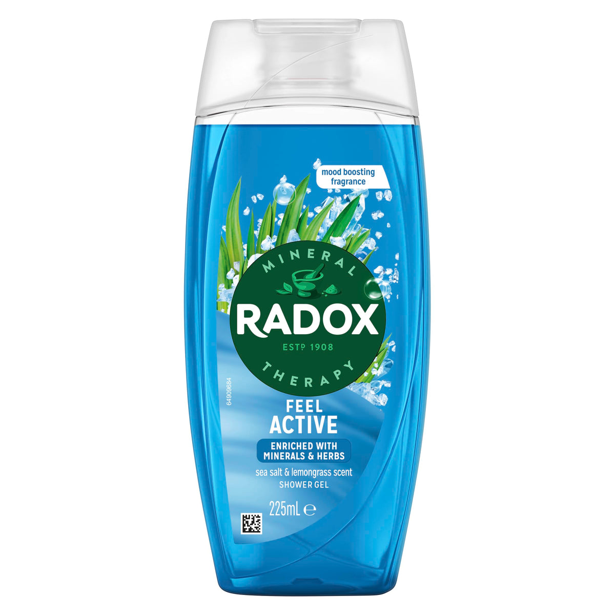 Radox Mineral Therapy Feel Active Shower Gel - Sea Salt & Lemongrass Scent, 225ml (Pack of 6)