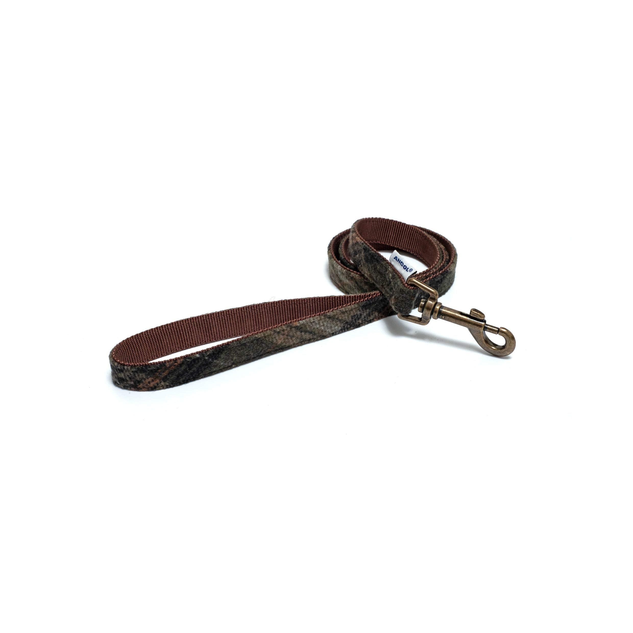 Ancol Heritage Country Check Dog Lead - Brown Nylon Fashion Lead | 1m Length | 19mm Width