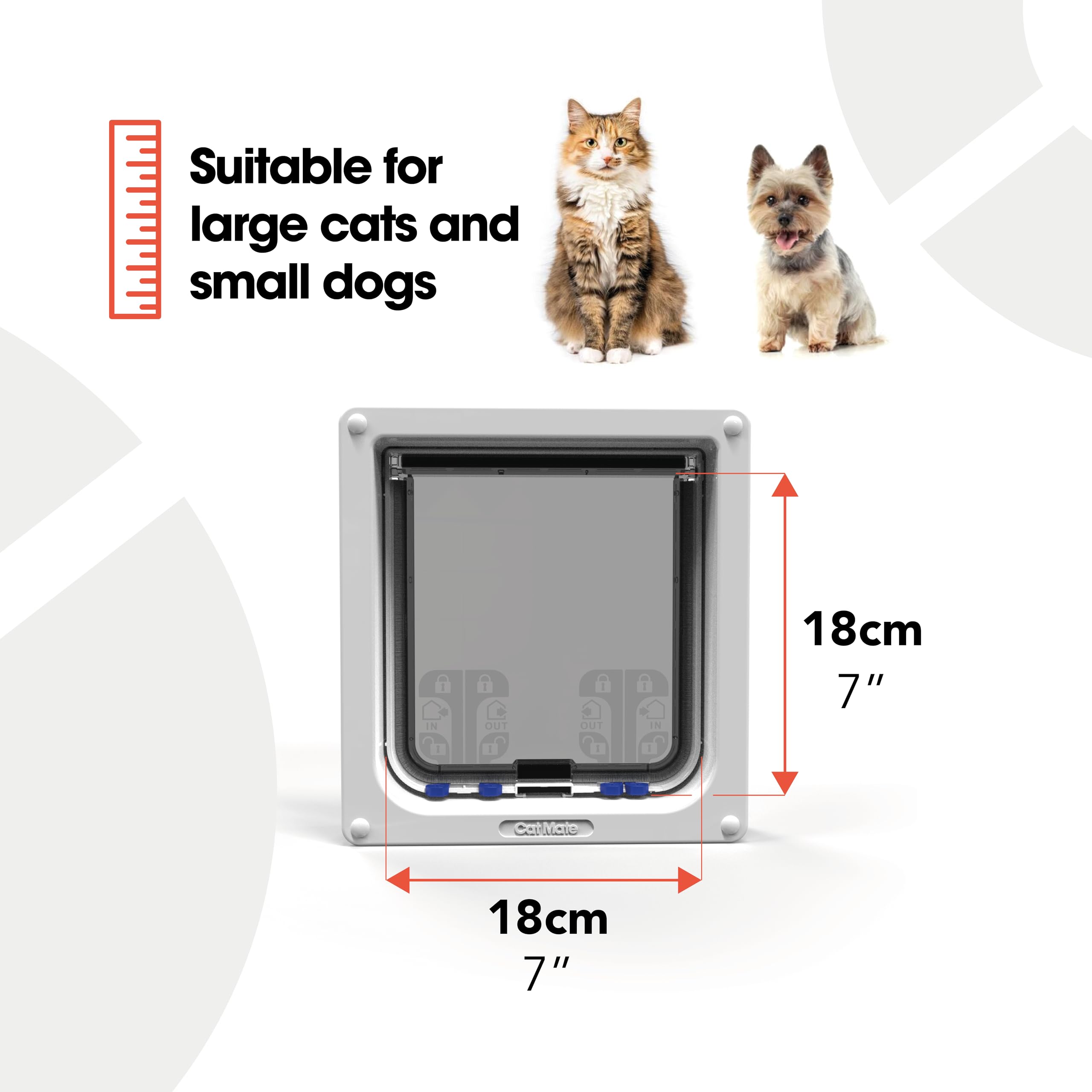 Cat Mate Large Cat Flap - 4-Way Locking, Weatherproof, Silent Action | White | L Size 5