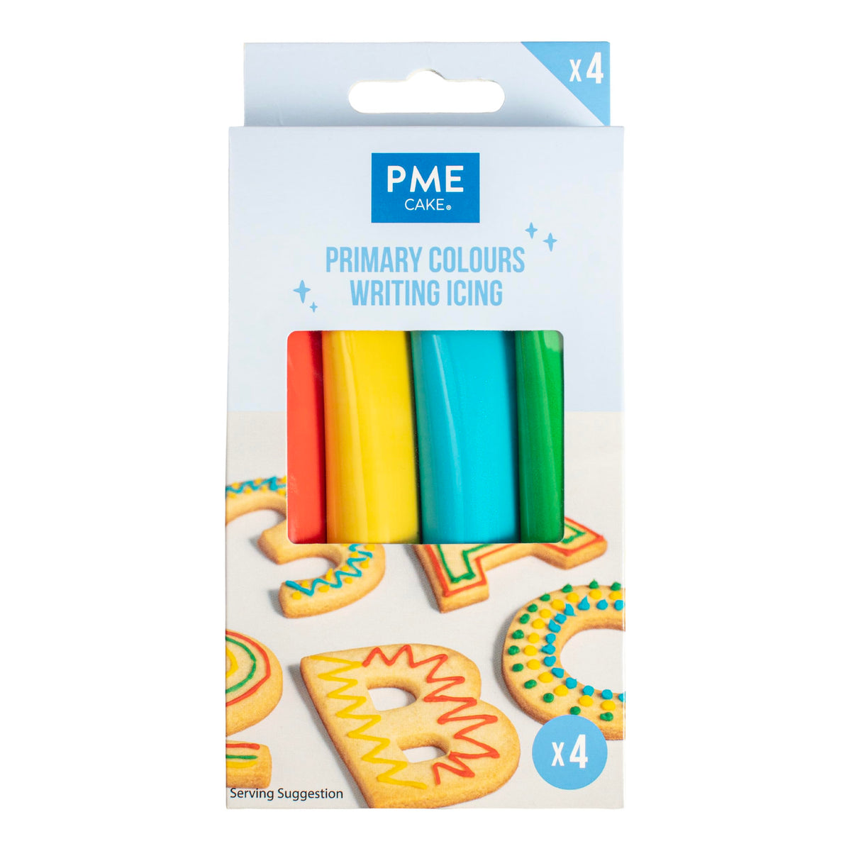 PME Cake Writing Icing - Primary Colours - 4 Tubes, 80g