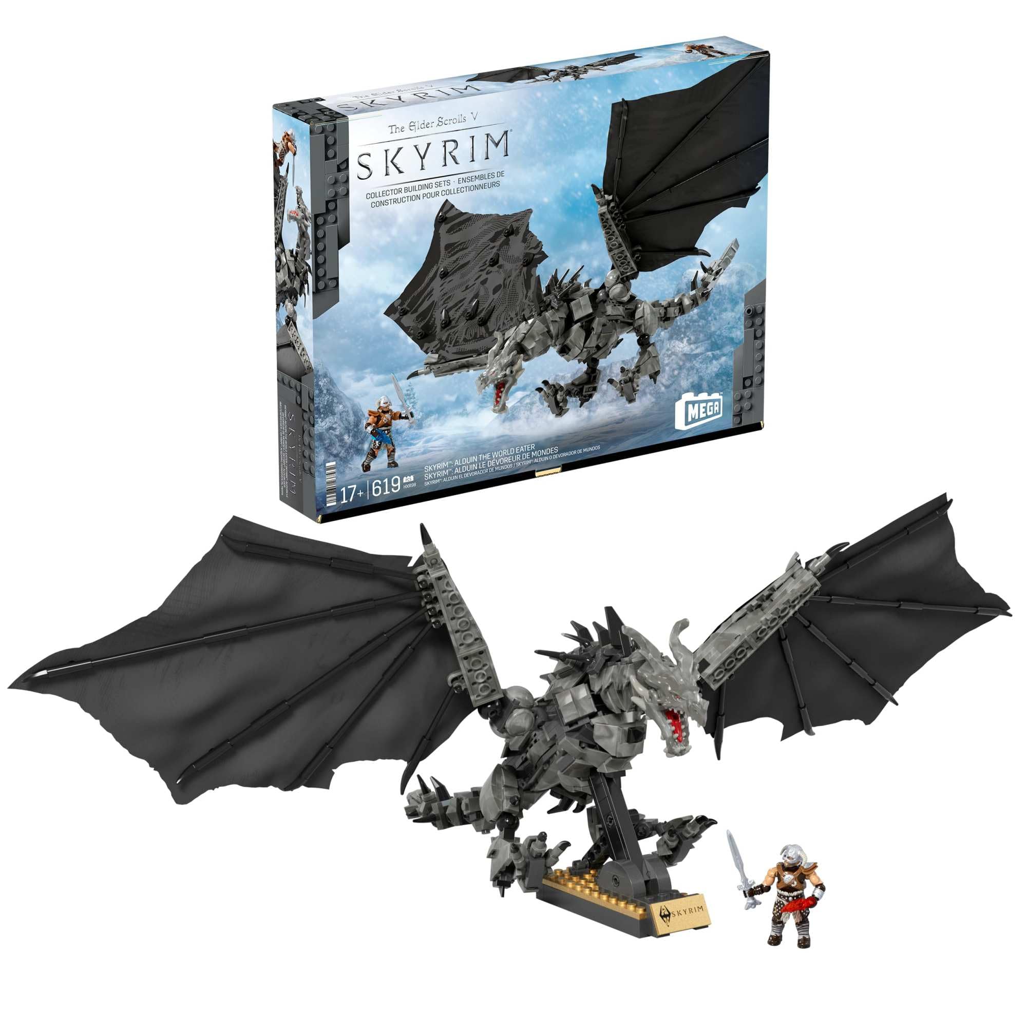 MEGA Skyrim Action Figures Building Toys, Alduin the World Eater with 619 P 1
