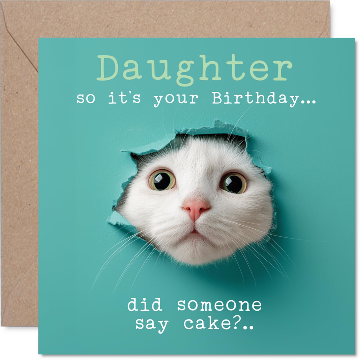 Stuff4 Daughter Birthday Card - Catty Cake Design | 145mm x 145mm | Uncoated Inner
