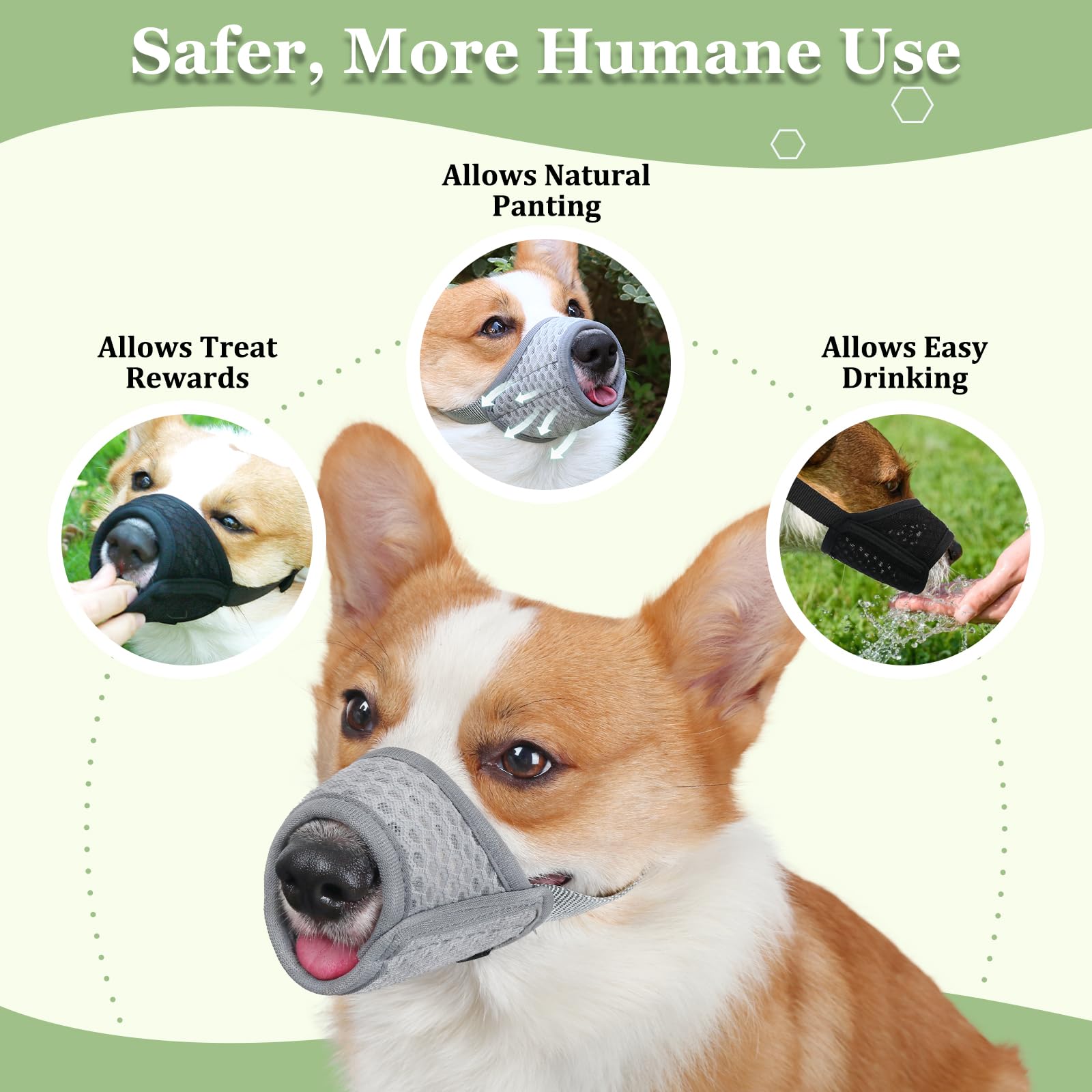 Mayerzon Soft Mesh Dog Muzzle - Breathable, Adjustable, Prevents Biting & Chewing | XXS Size 5