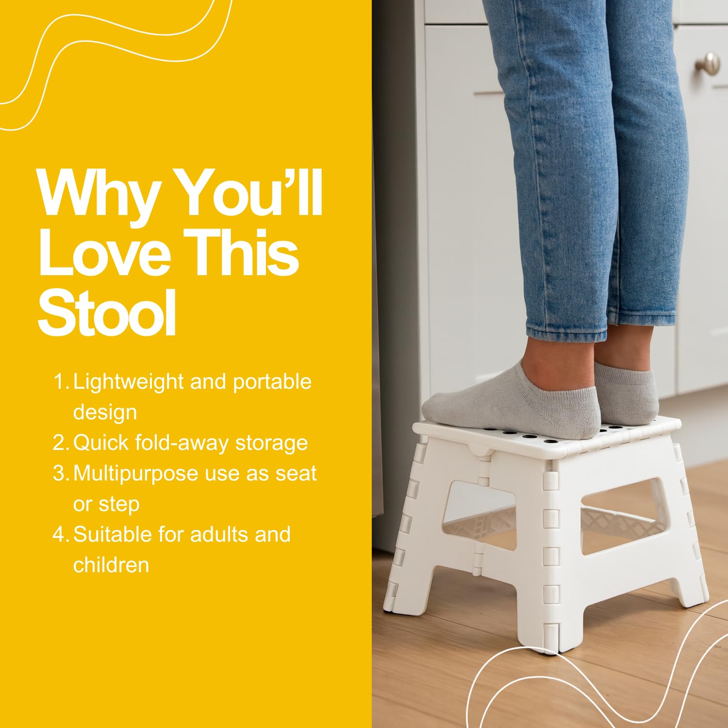 Bloc Folding Step Stool - Lightweight Plastic Design | 30cm Max Height | Assorted Colours 3
