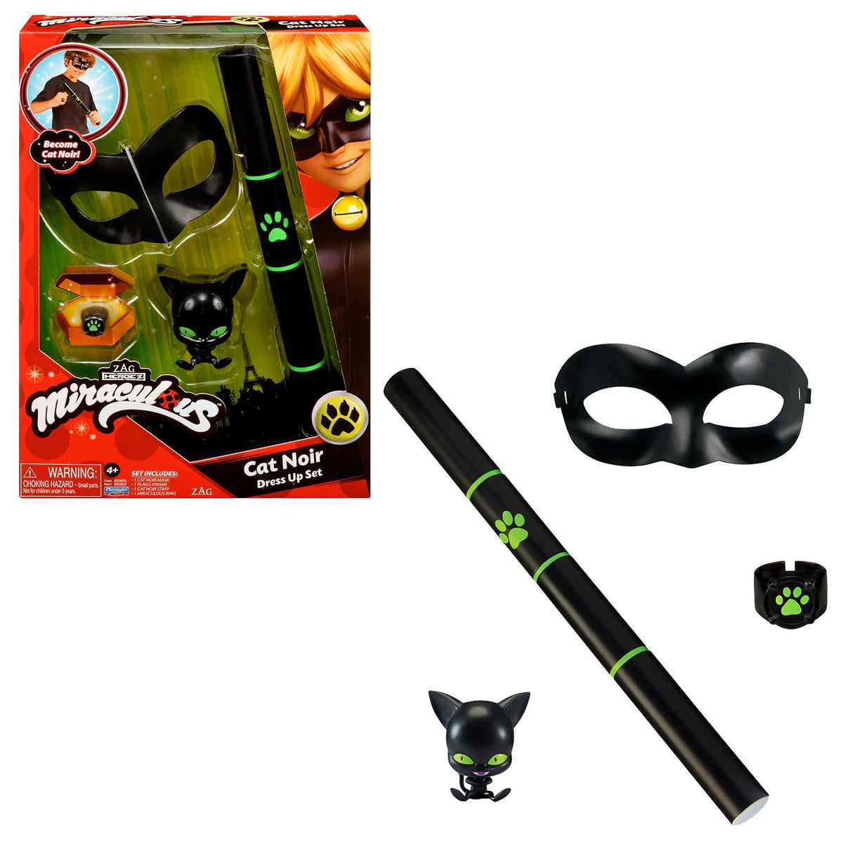 Miraculous Cat Noir Costume Role Play Set - Kids Fancy Dress Mask & Accessories