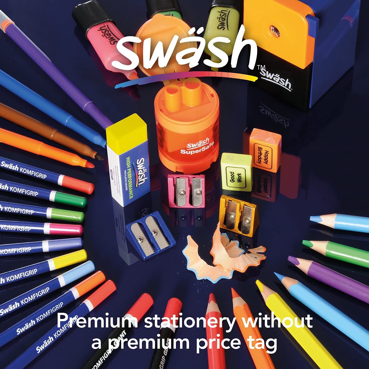 Swash KOMFIGRIP THW12BK Pens for Handwriting, Washable Ink and Pressure-Resistant Tips – Black (Pack of 12) 6