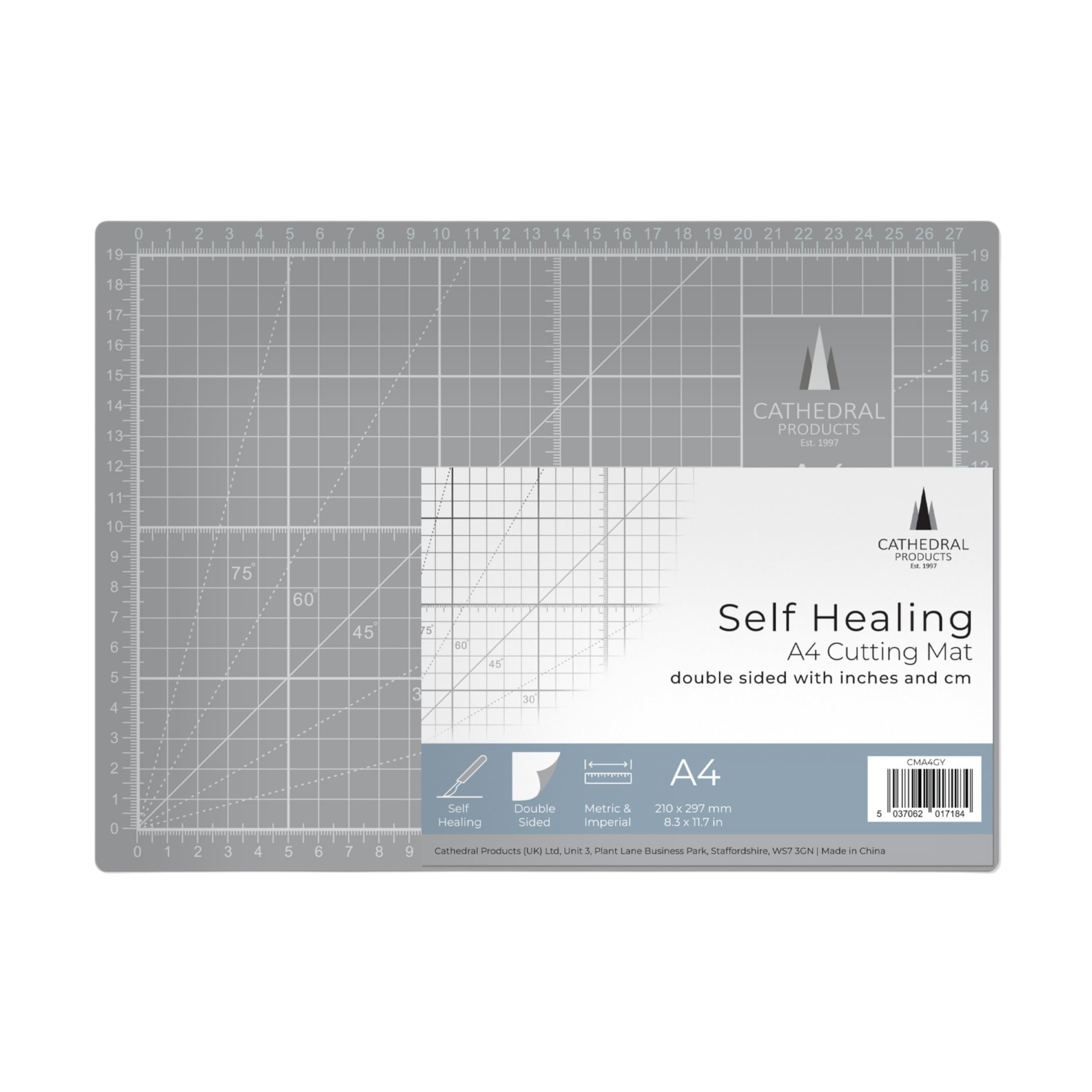 Cathedral Products A4 Double-Sided Self-Healing Cutting Mat | 3mm Thick | Grey 4