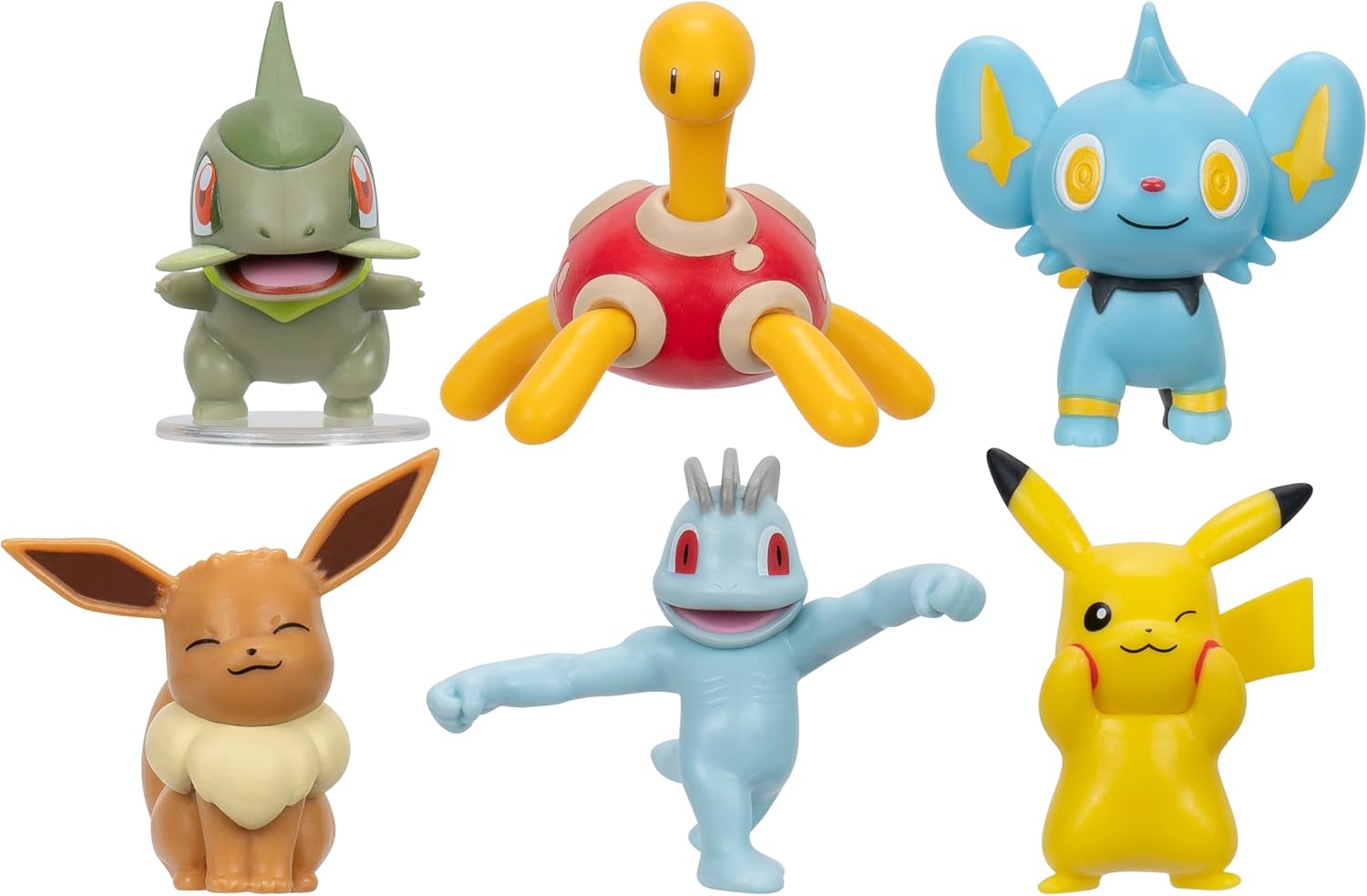 Pokémon Battle Figure 6 Pack - 2-Inch Action Figures of Pikachu, Shuckle, Axew, Shinx, Eevee & Machop 1